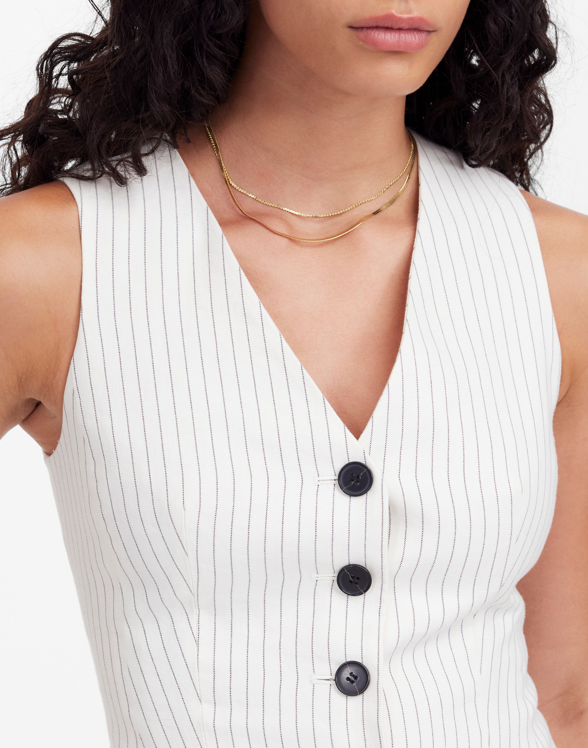 Cutaway Vest Pinstripe Linen Blend | Madewell