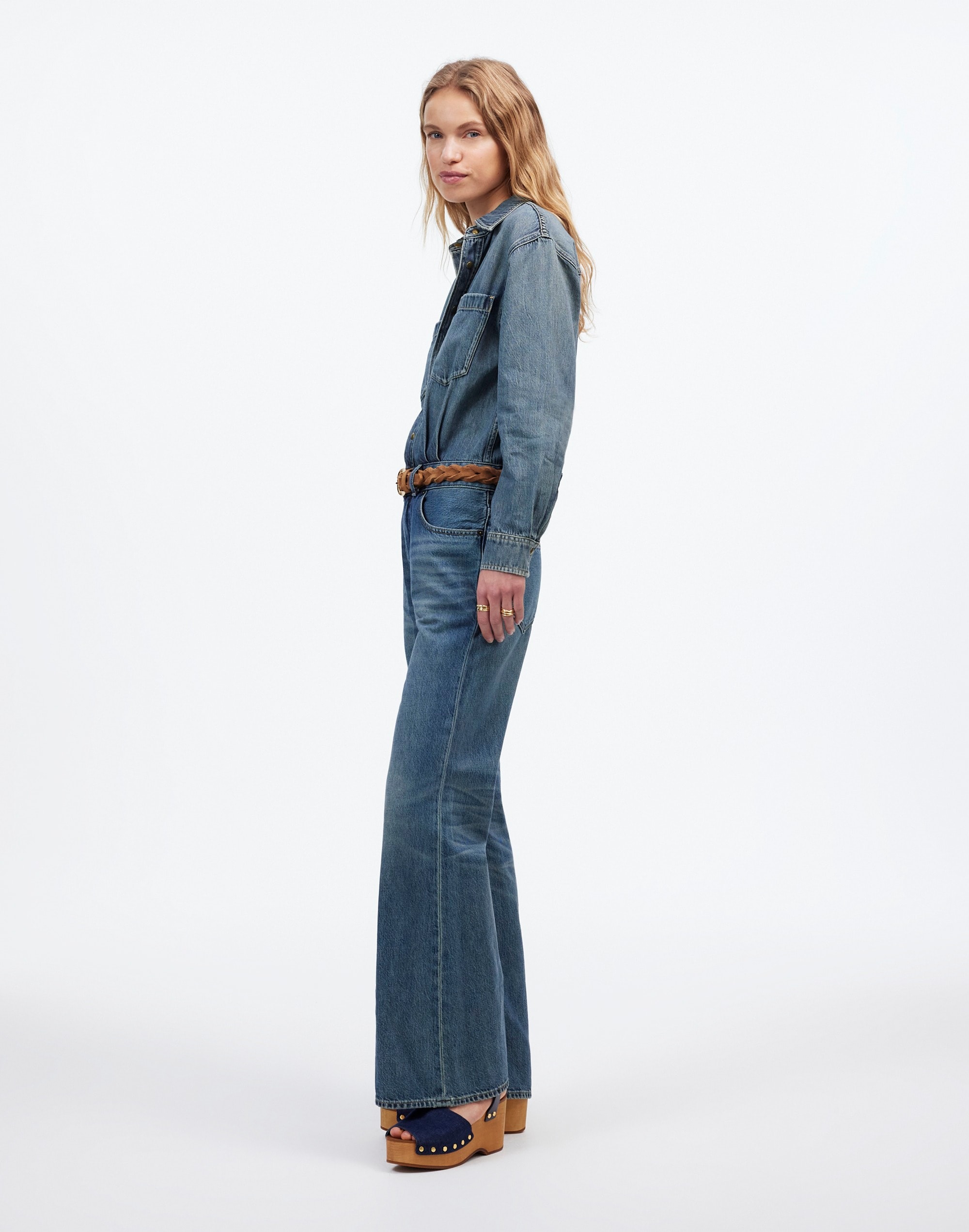 Denim Relaxed Flare Jumpsuit Croswell Wash | Madewell