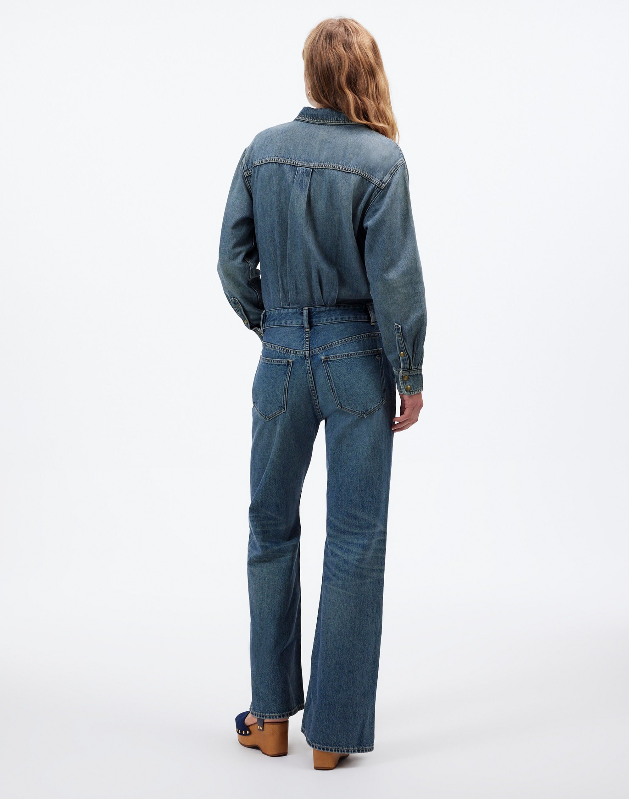 Denim Relaxed Flare Jumpsuit Croswell Wash | Madewell