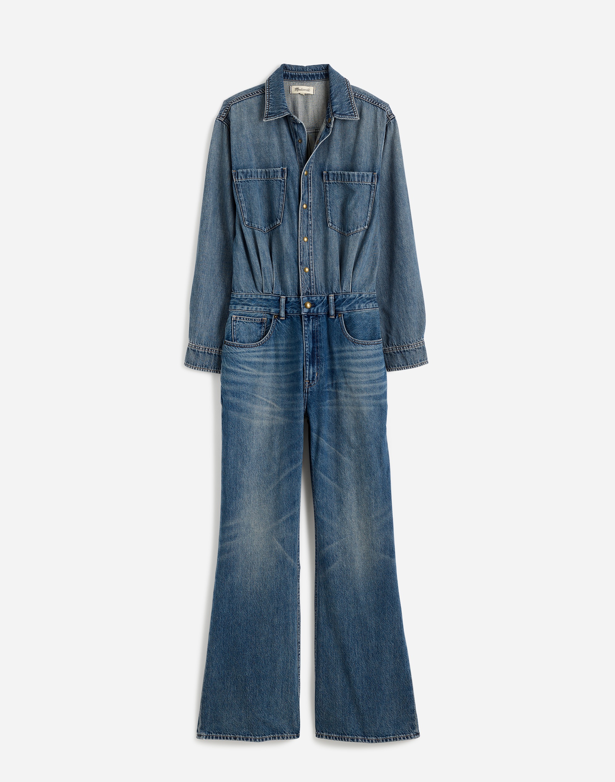 Denim Relaxed Flare Jumpsuit Croswell Wash | Madewell