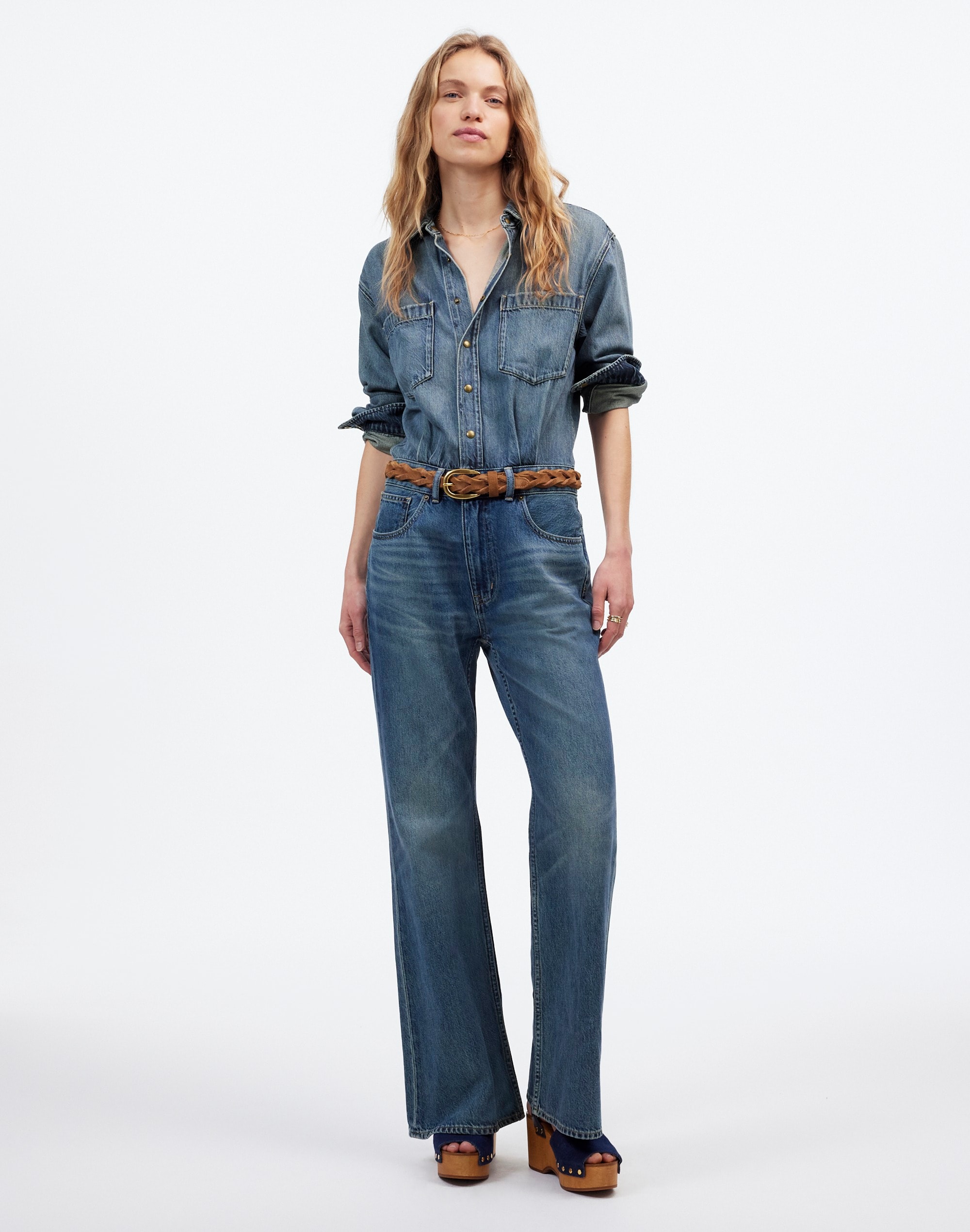 Denim Relaxed Flare Jumpsuit Croswell Wash | Madewell