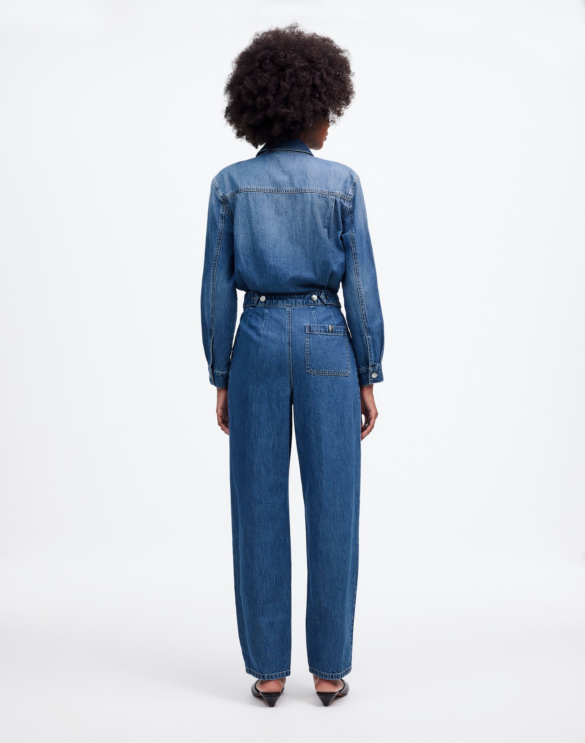 Pleated Barrel-Leg Jumpsuit Baywood Wash: Airy Denim Edition | Madewell