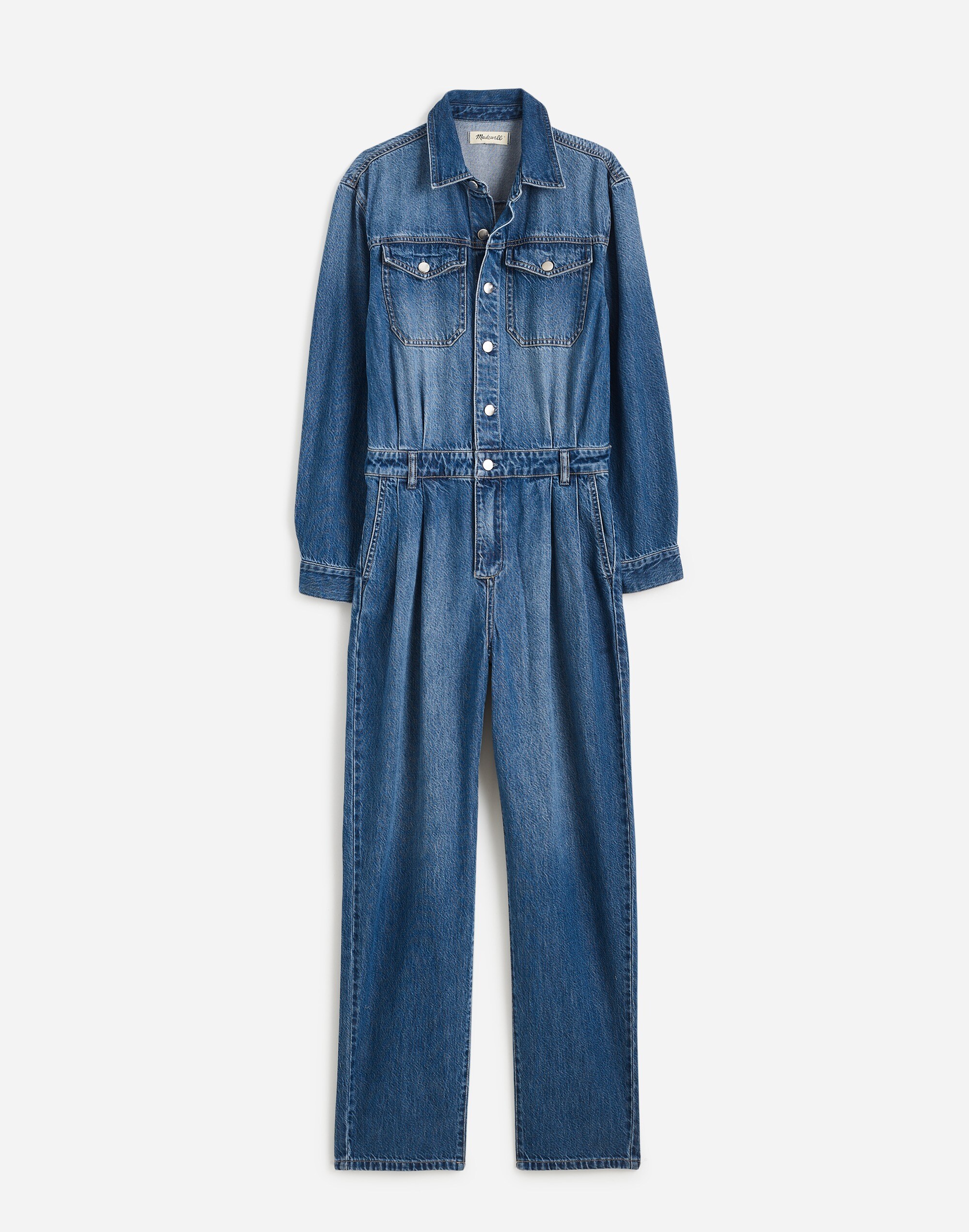 Pleated Barrel-Leg Jumpsuit Baywood Wash: Airy Denim Edition | Madewell