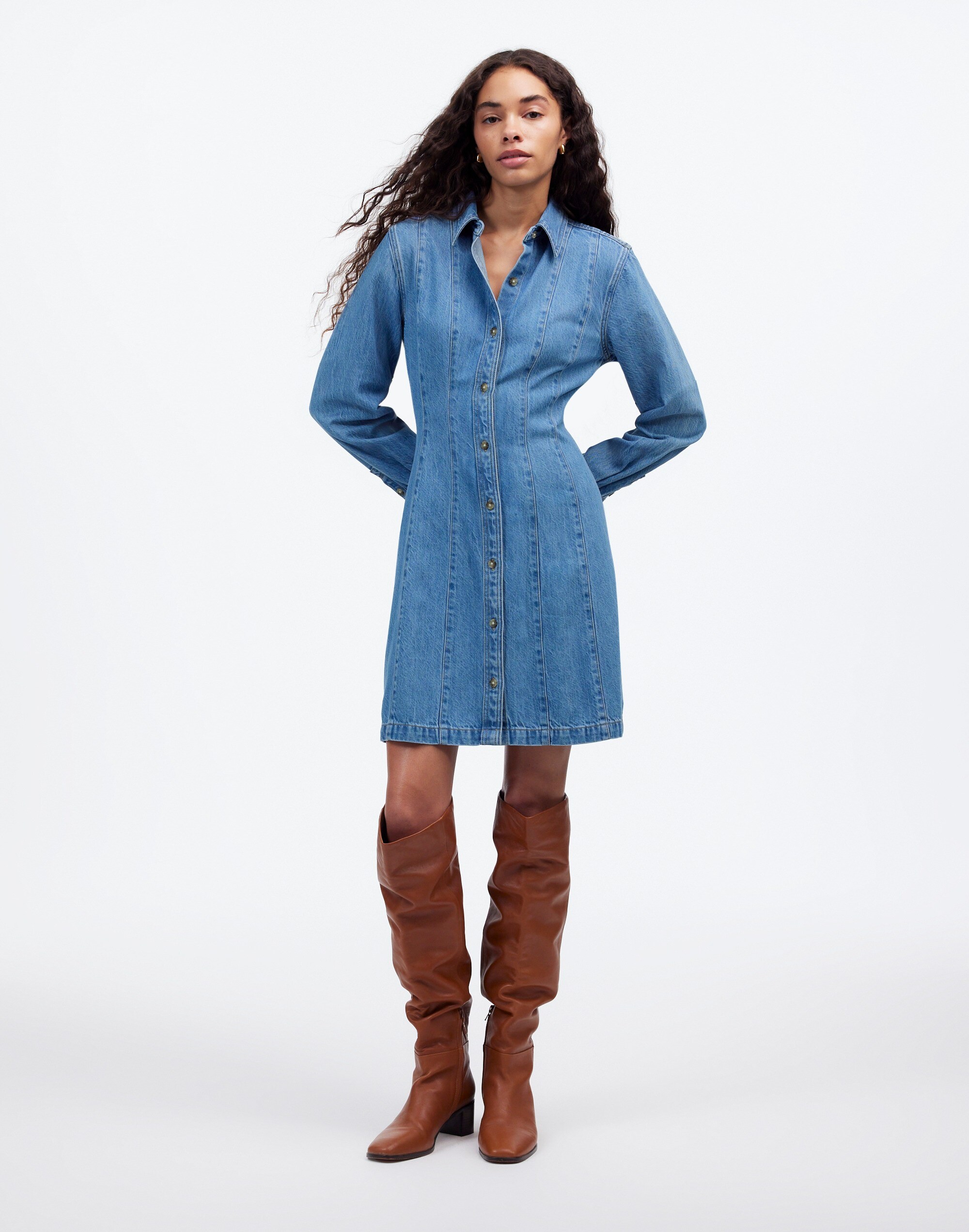 Seamed Mini Dress Ramey Wash: Airy Denim Edition | Madewell