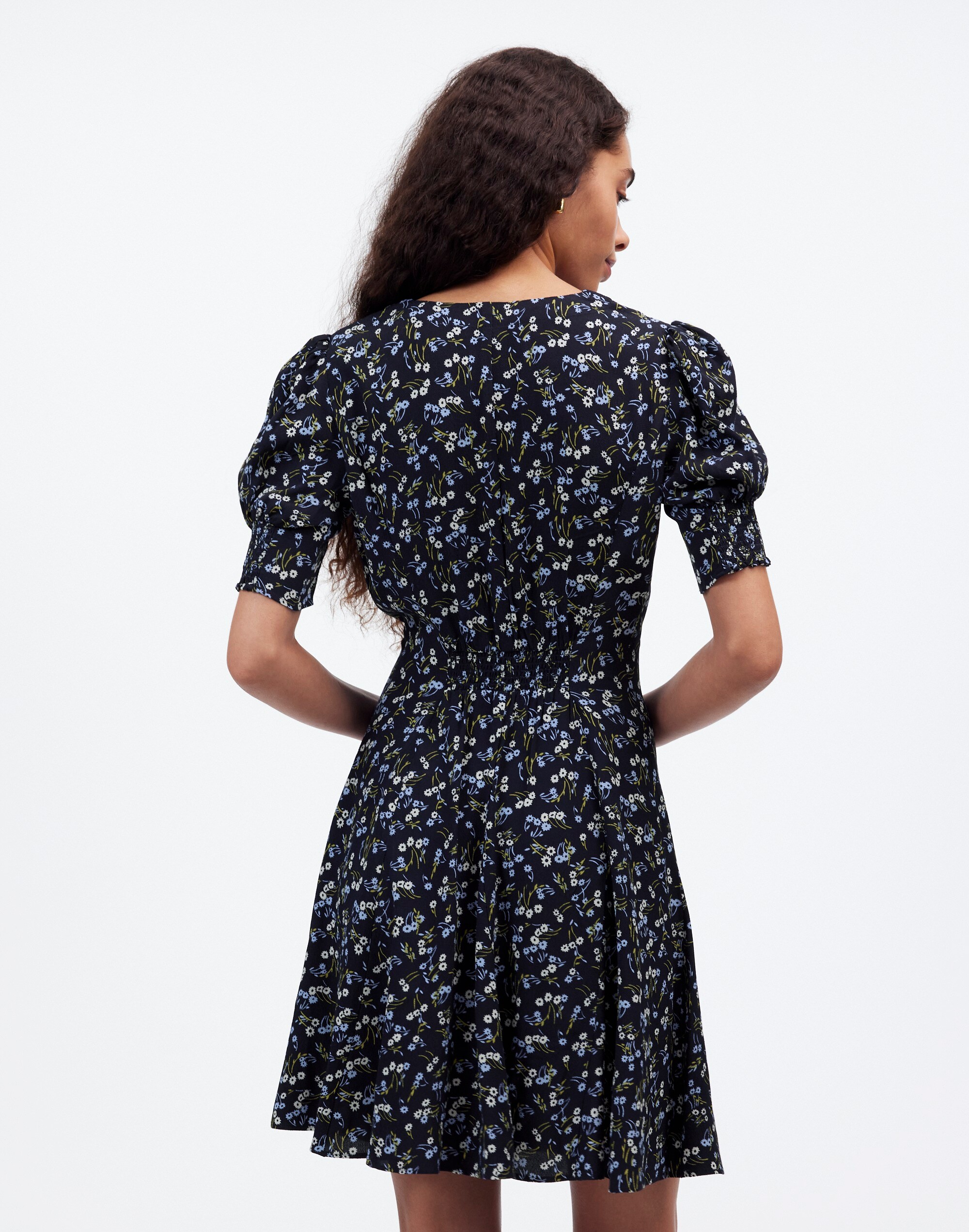 V-Neck Button-Front Mini Dress Floral | Madewell