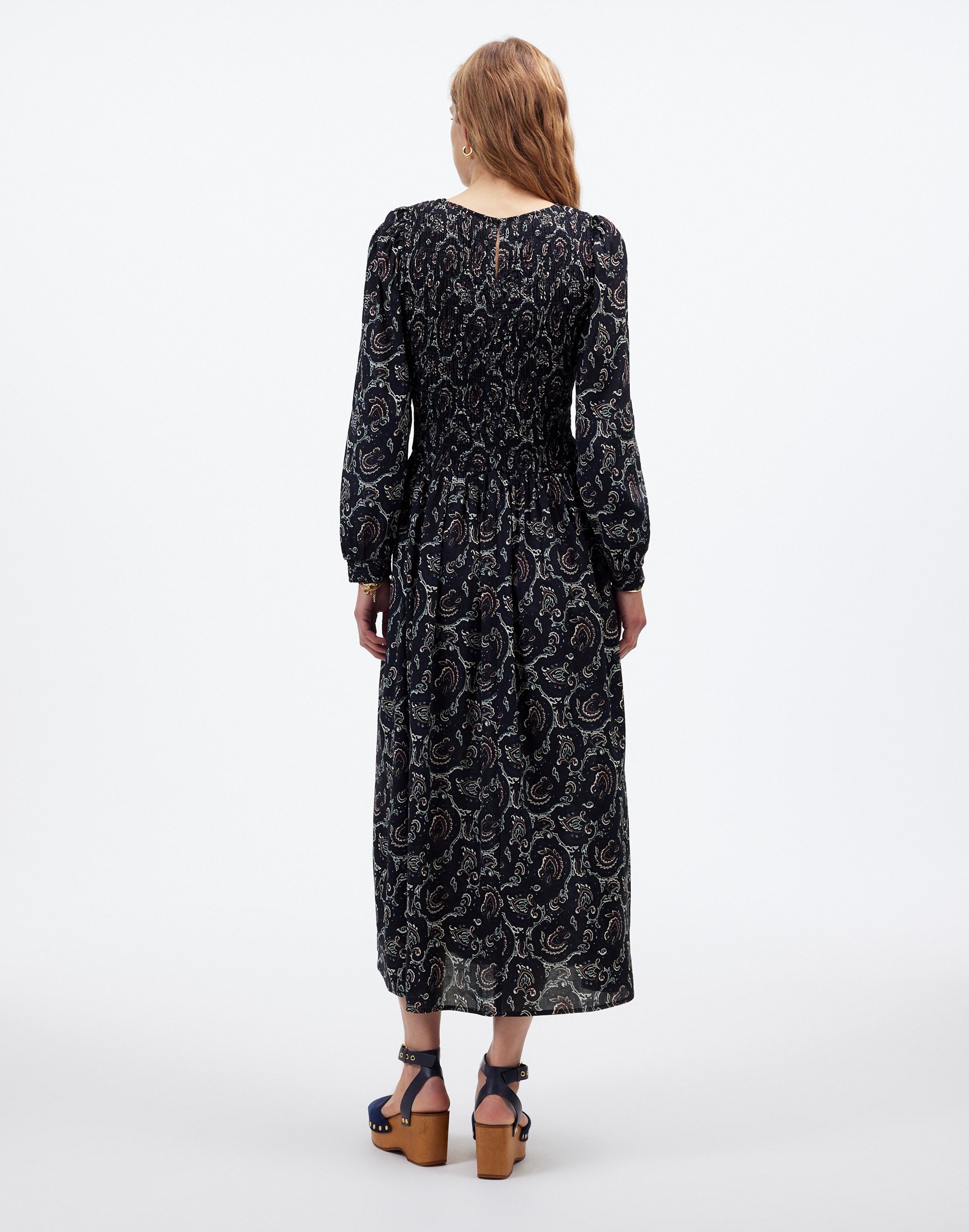 Smocked V-Neck Midi Dress Paisley | Madewell