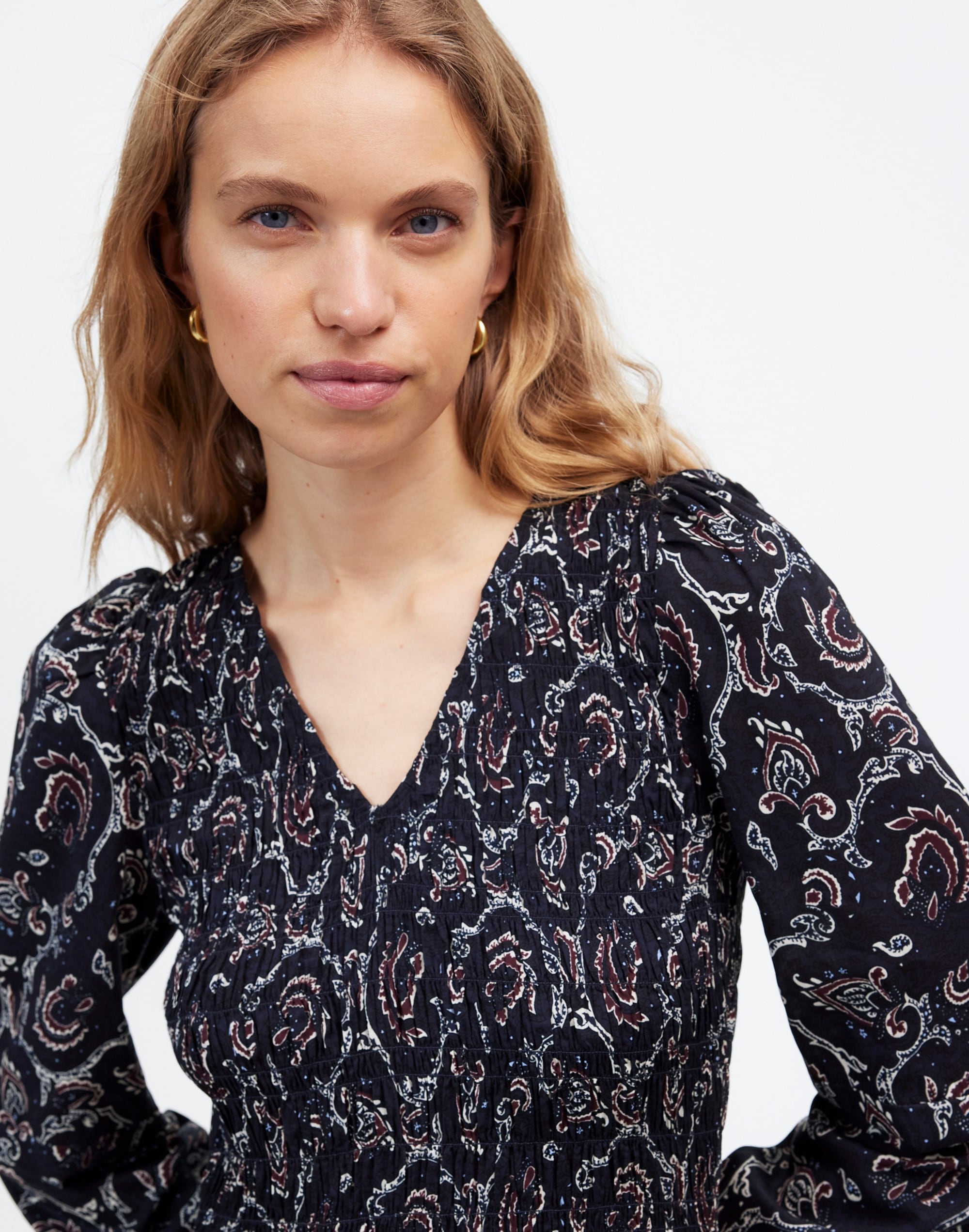 Smocked V-Neck Midi Dress Paisley | Madewell