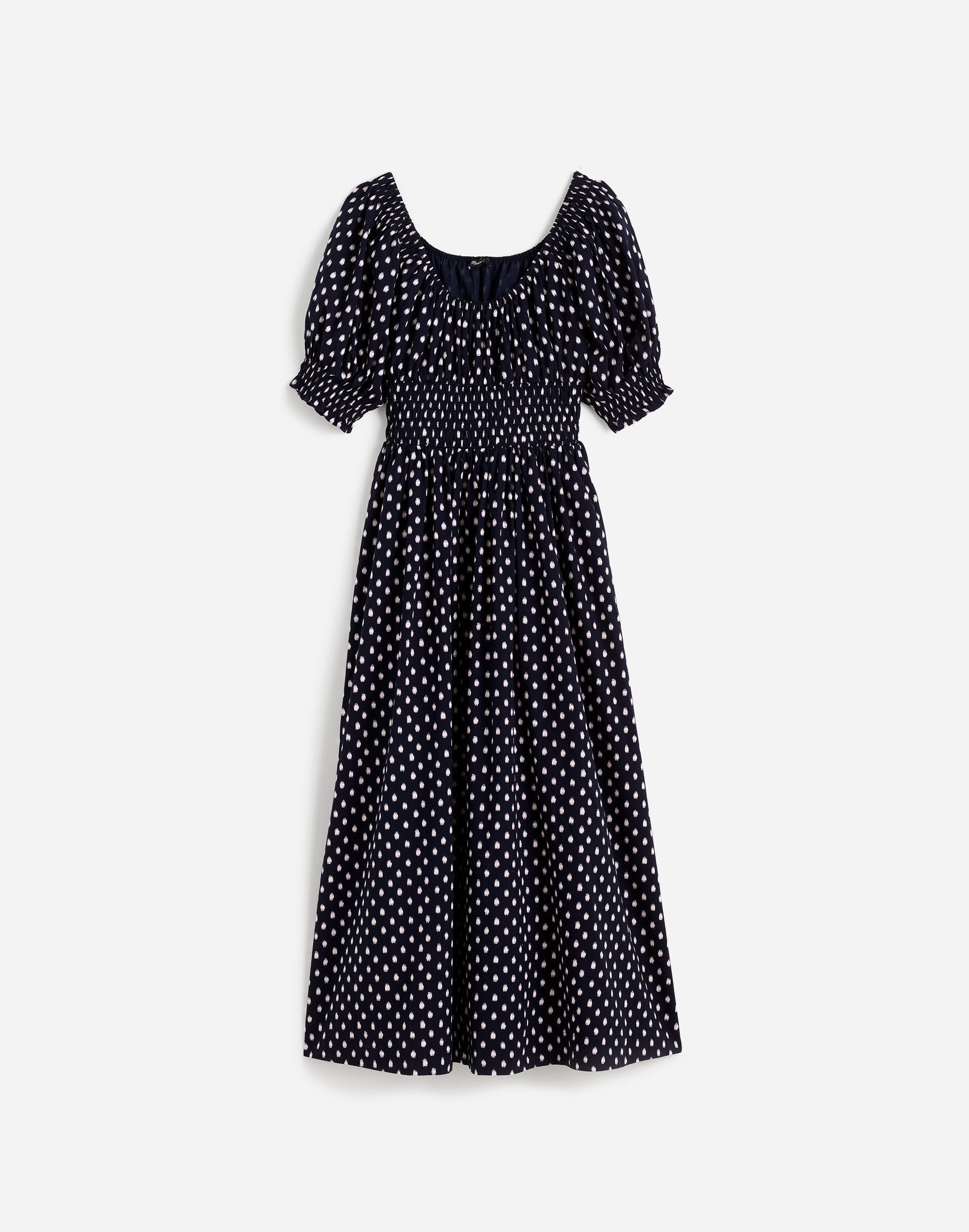 Smocked-Waist Midi Dress Shibori Dot Print | Madewell