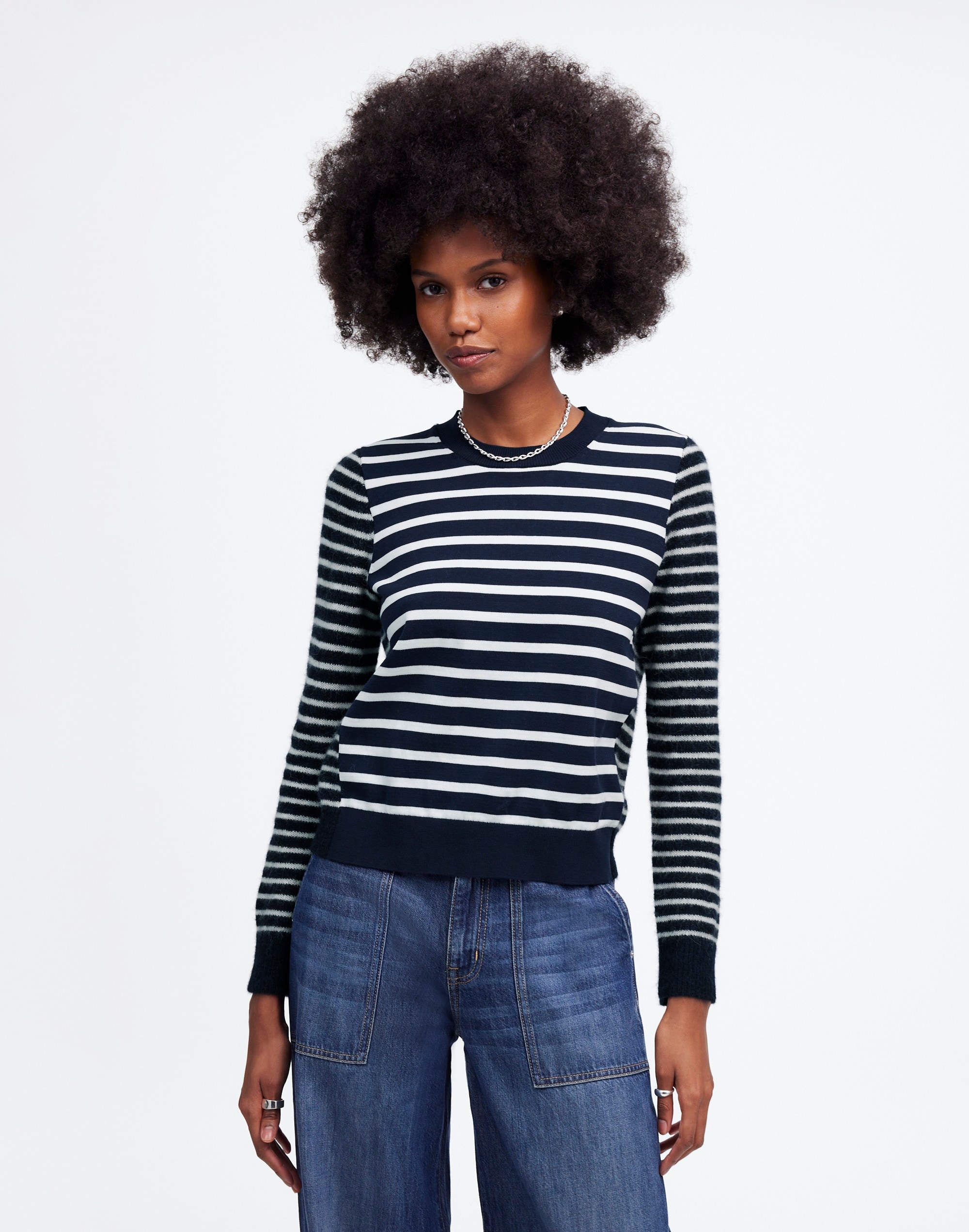 Mixed-Yarn Striped Sweater | Madewell