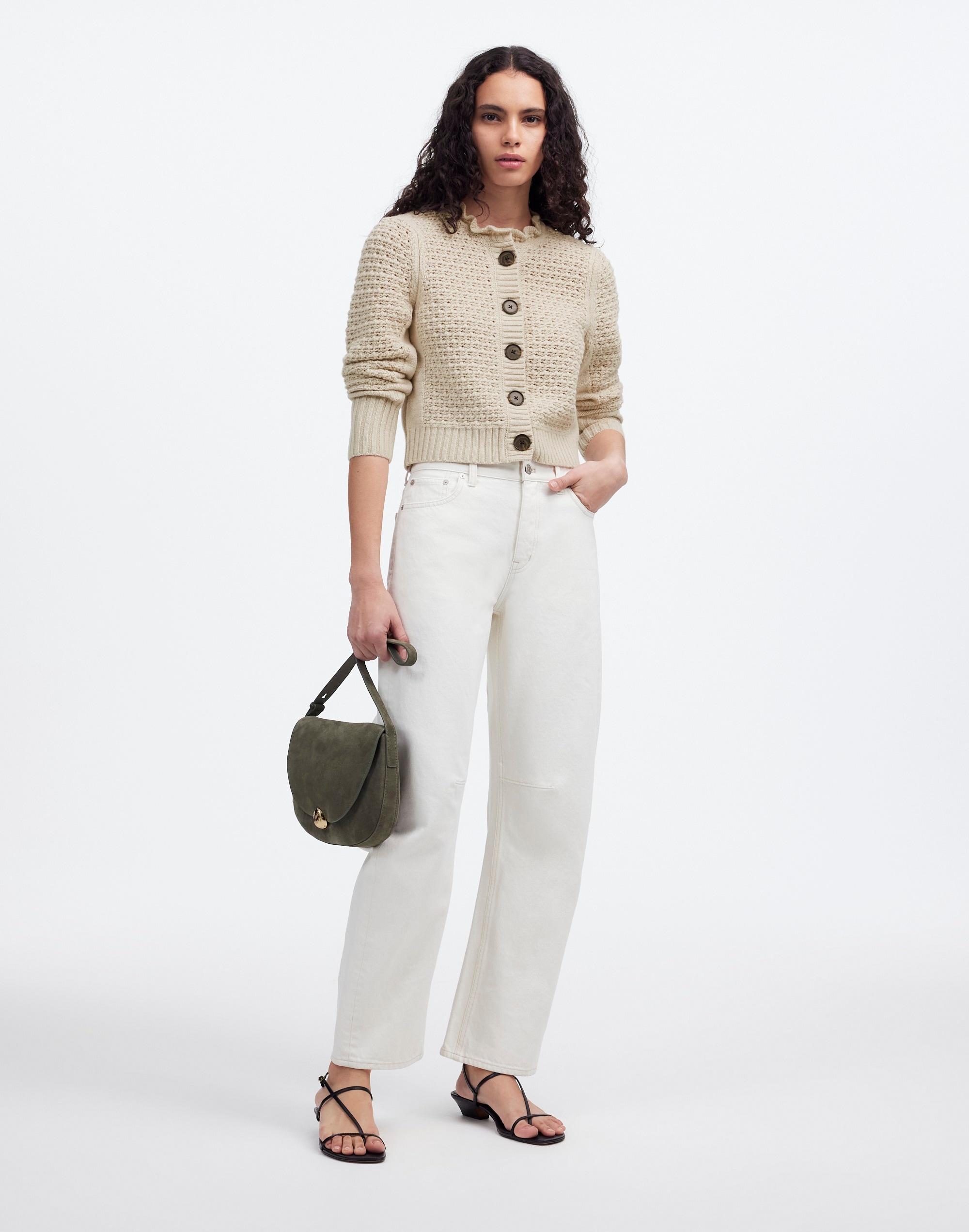 Scalloped Merino Wool-Blend Cardigan | Madewell