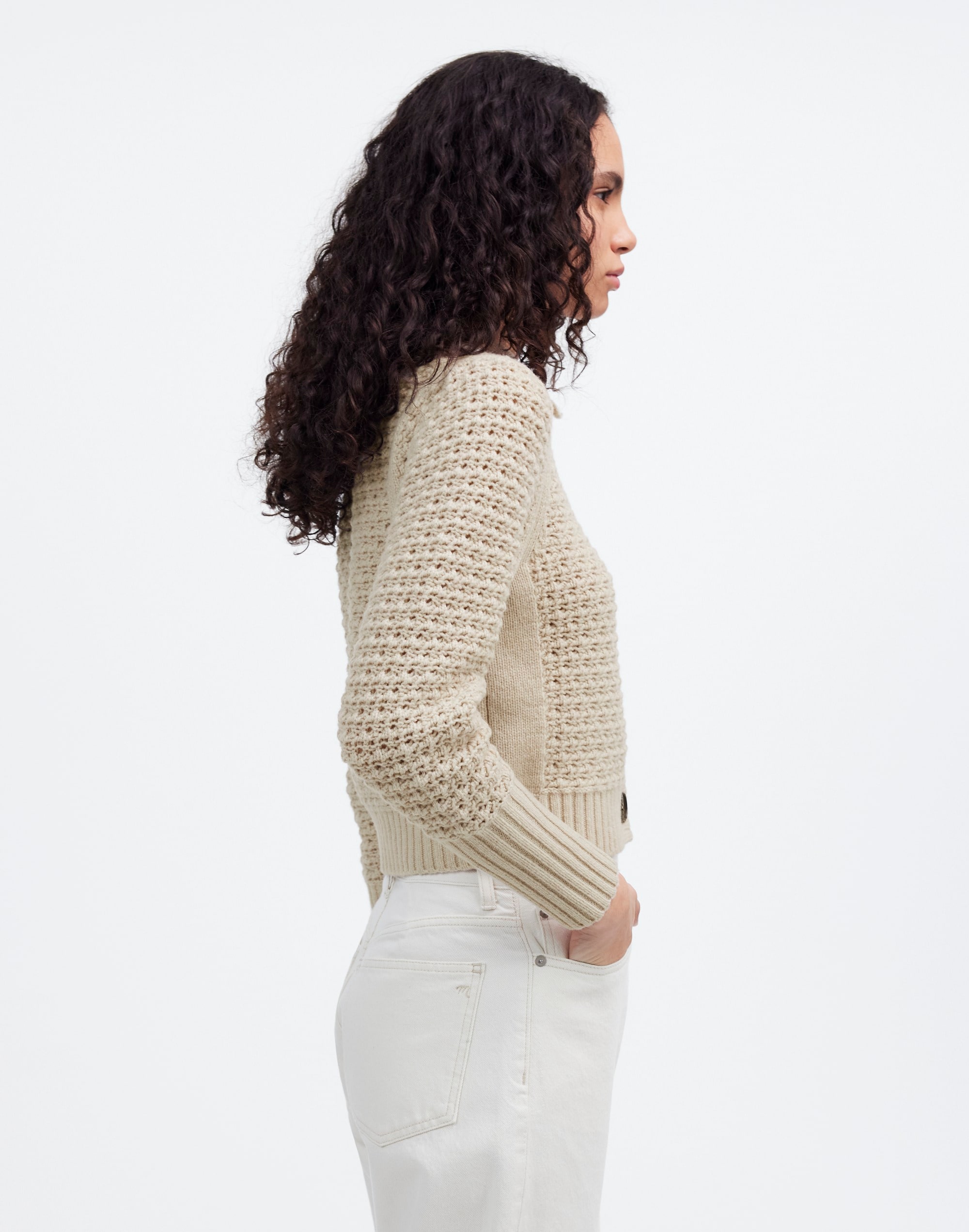 Scalloped Merino Wool-Blend Cardigan | Madewell