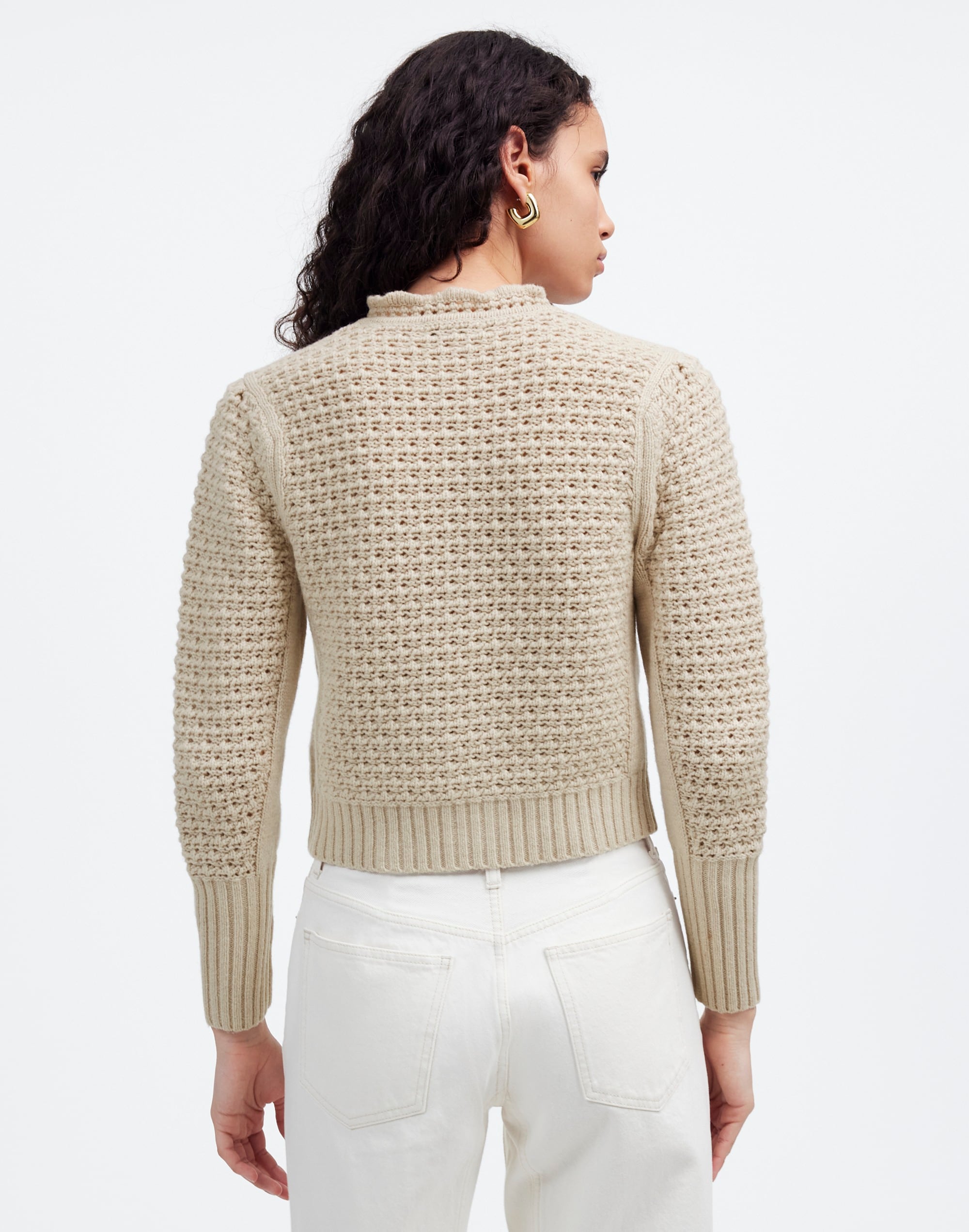 Scalloped Merino Wool-Blend Cardigan | Madewell