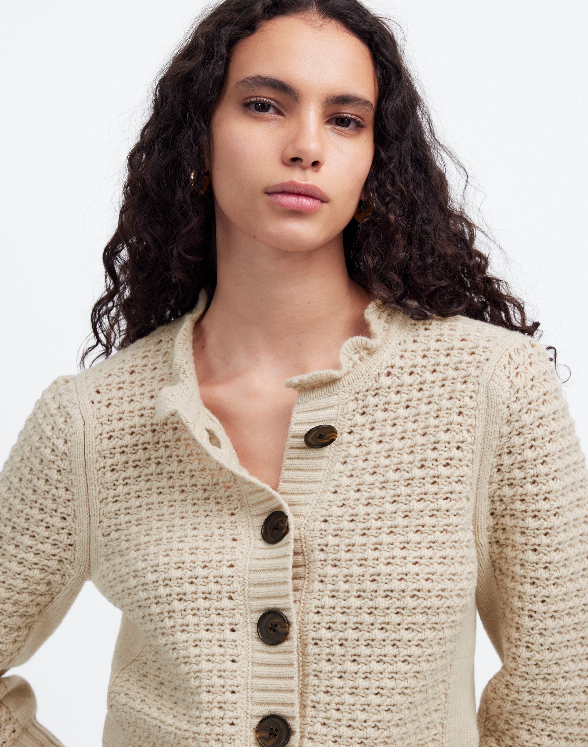 Scalloped Merino Wool-Blend Cardigan | Madewell