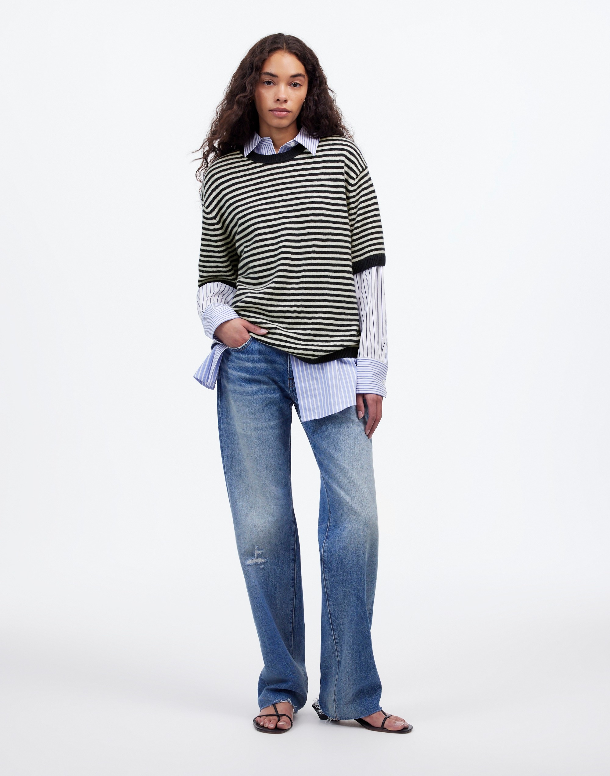 Relaxed Cashmere Sweater Tee Stripe | Madewell