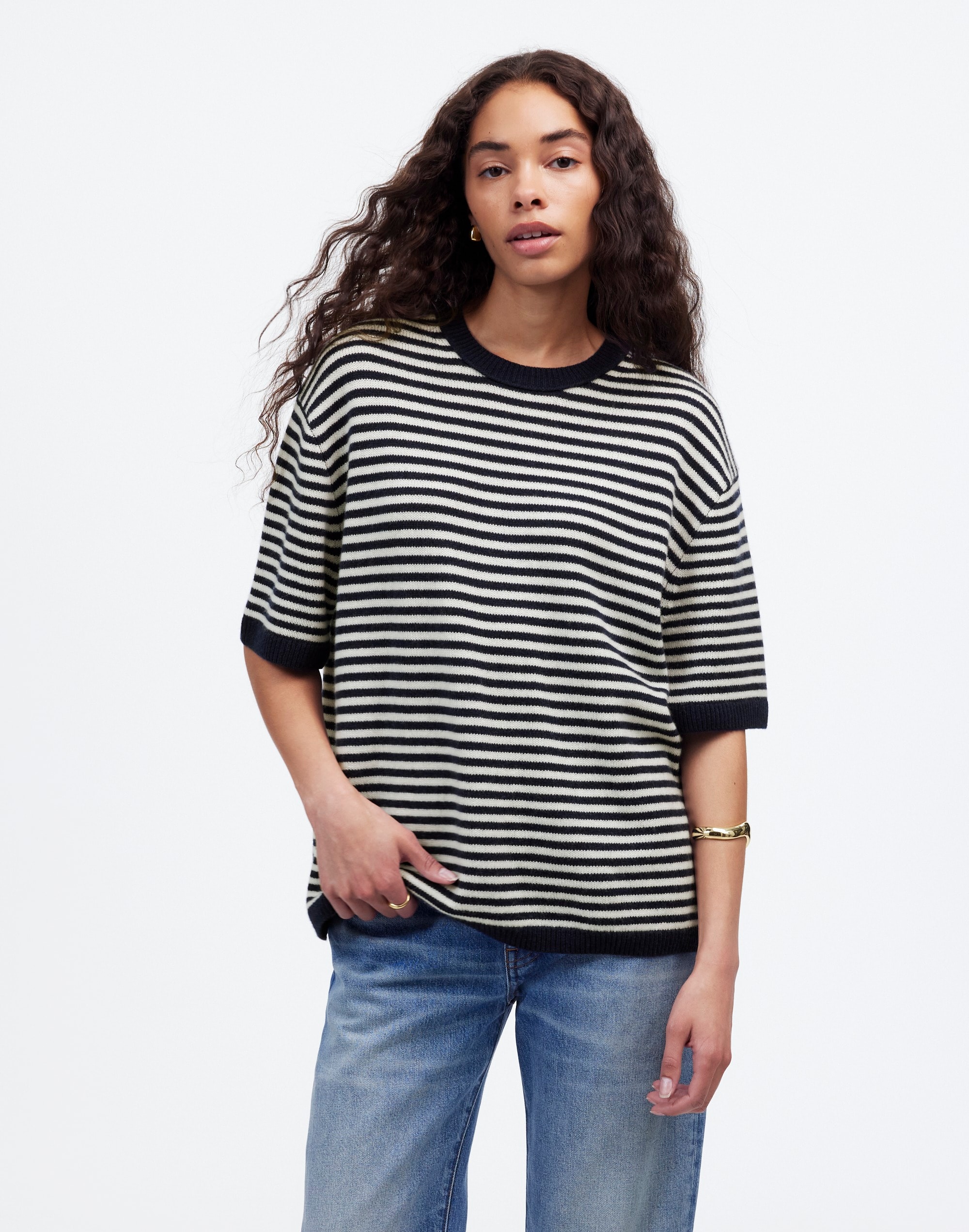 Relaxed Cashmere Sweater Tee Stripe | Madewell