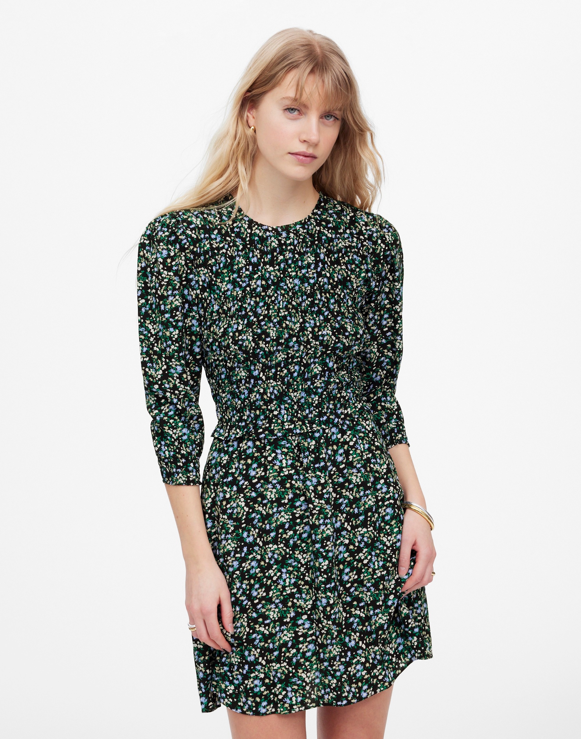 Smocked Mini Dress Floral | Madewell