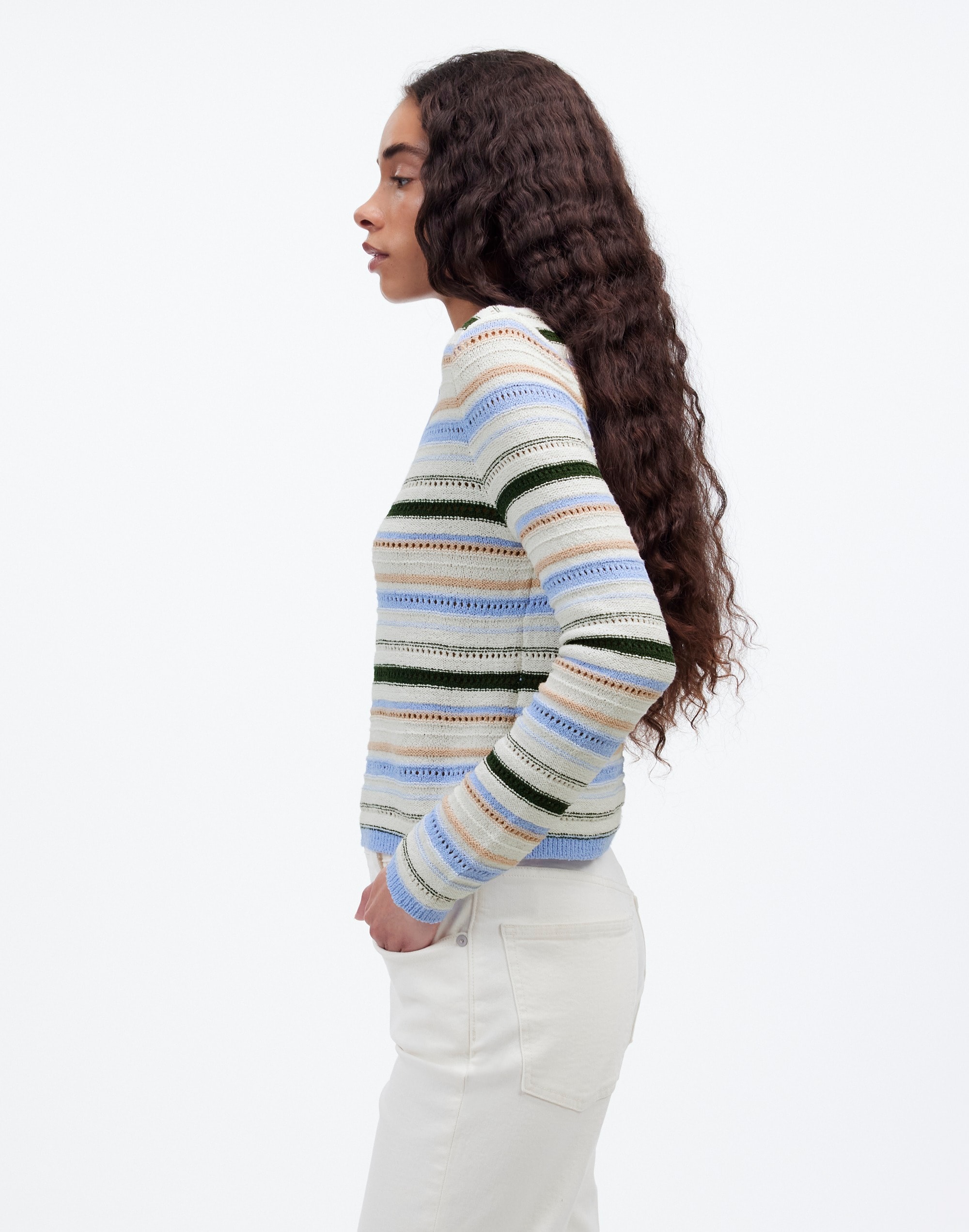 Textural-Stitch Johnny Collar Sweater | Madewell