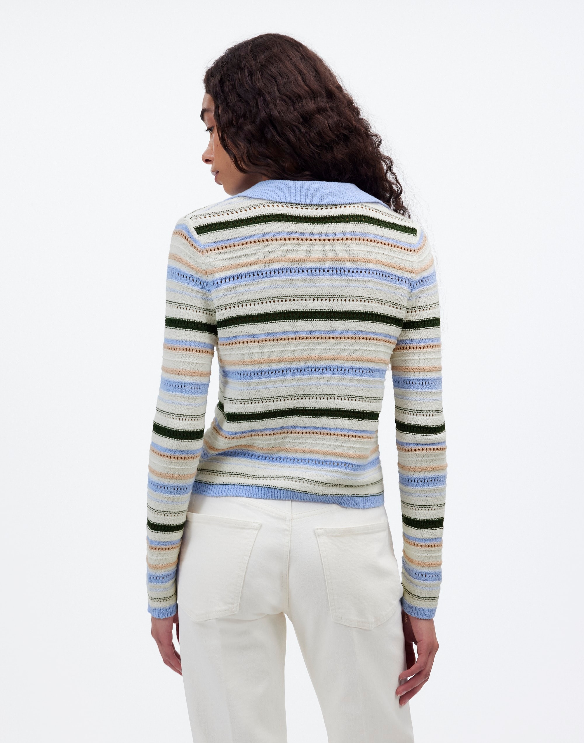 Textural-Stitch Johnny Collar Sweater | Madewell