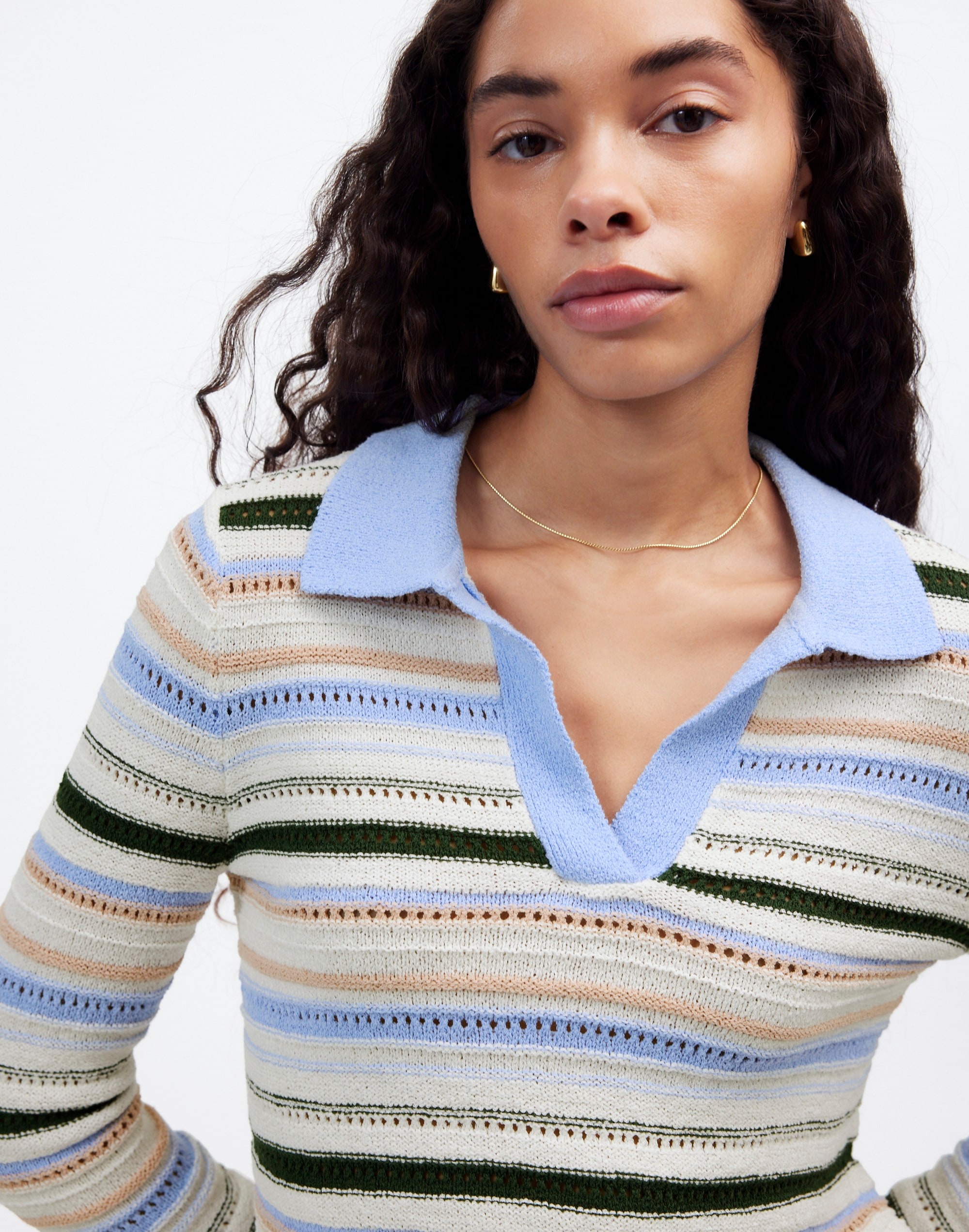 Textural-Stitch Johnny Collar Sweater | Madewell