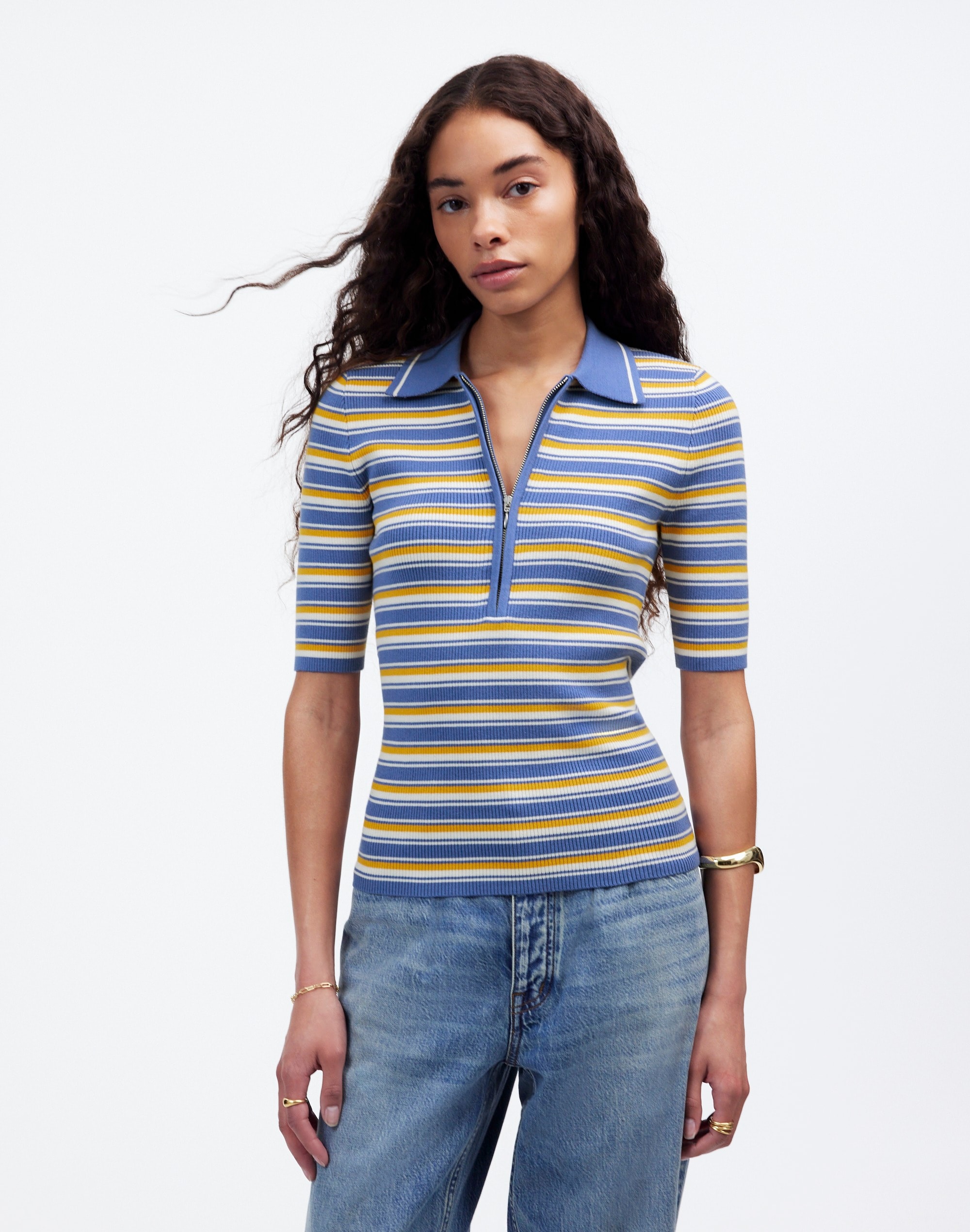 Half-Zip Johnny-Collar Polo | Madewell