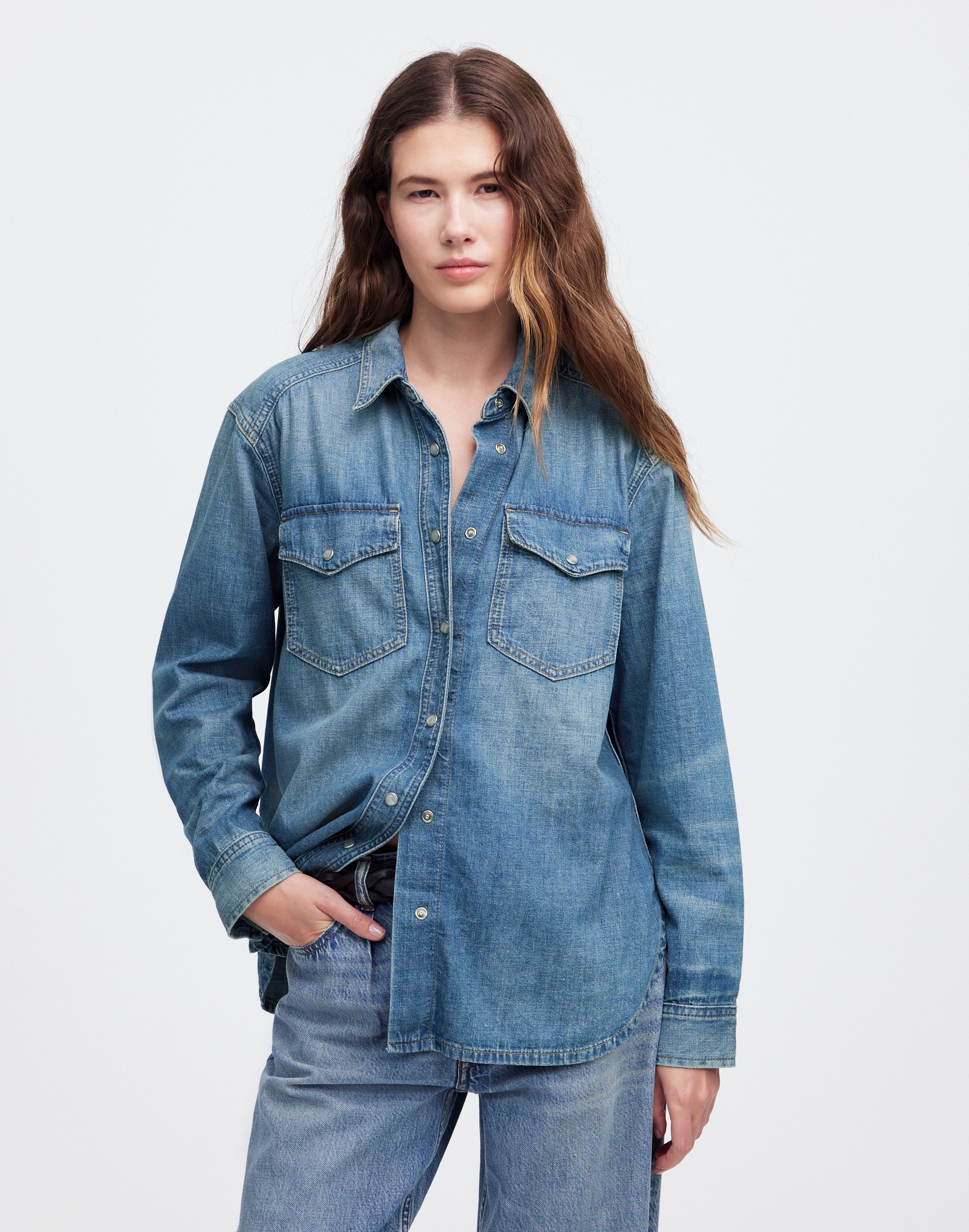 Denim Relaxed Western Shirt Lewisberg Wash | Madewell