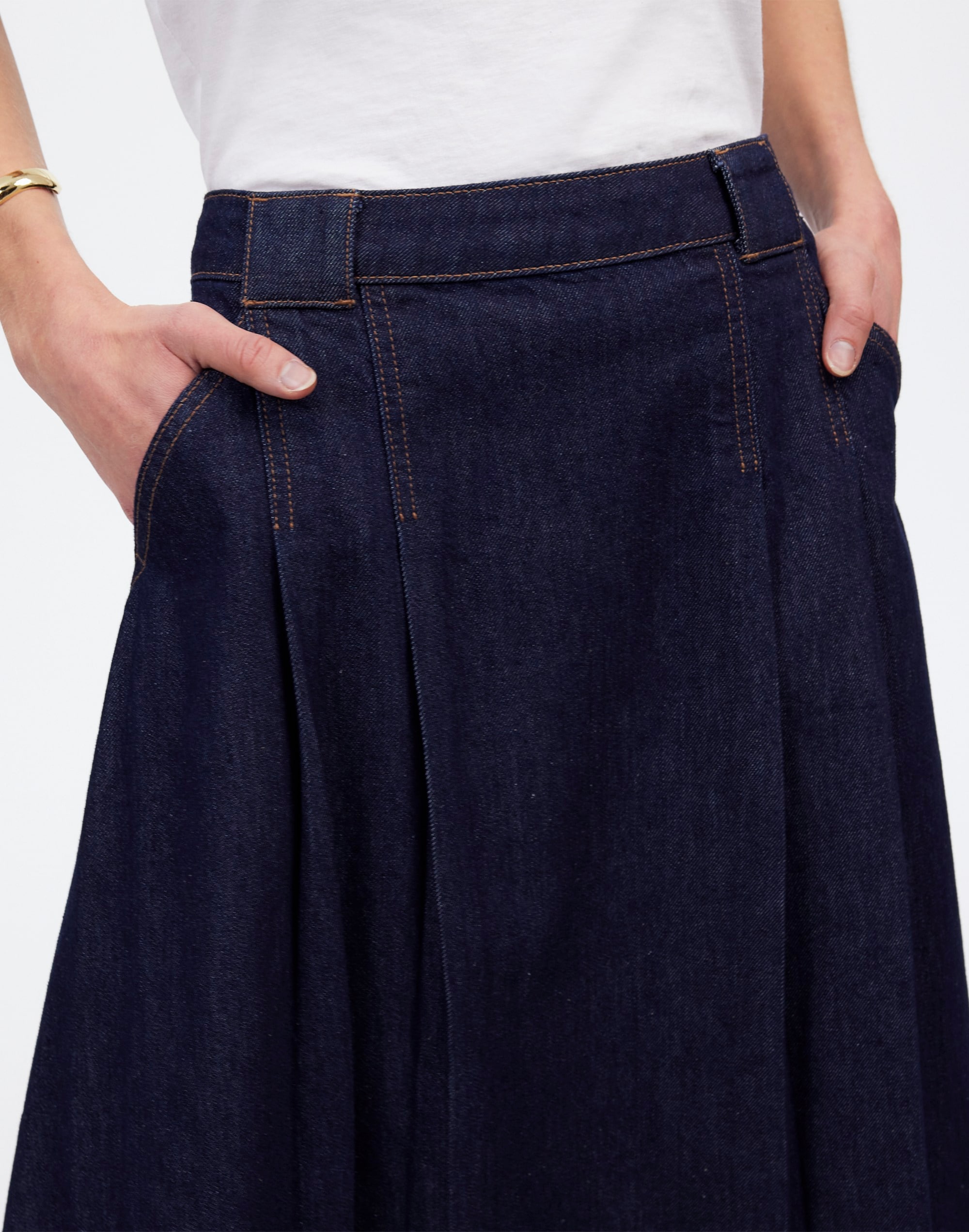 Pleated Denim Midi Skirt Essex Wash | Madewell