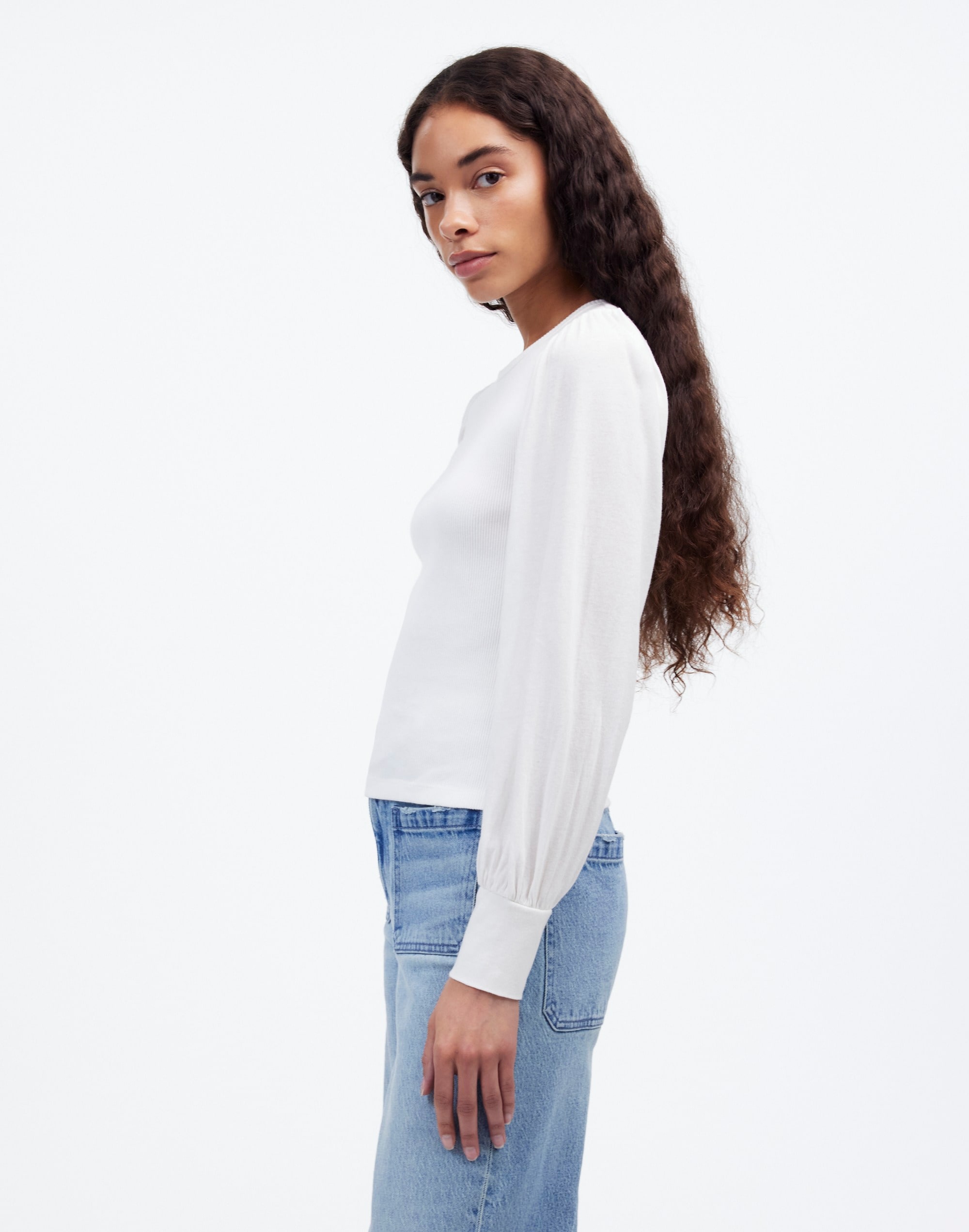 Ribbed Puff-Sleeve Top | Madewell