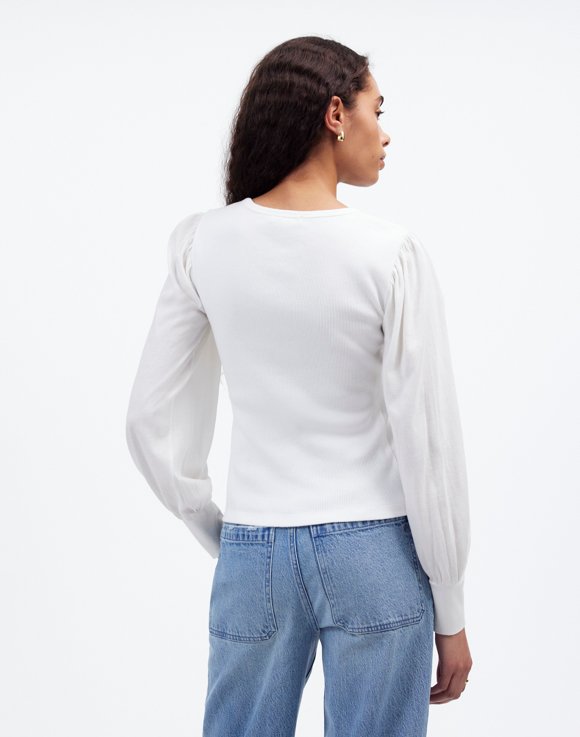 Ribbed Puff-Sleeve Top | Madewell