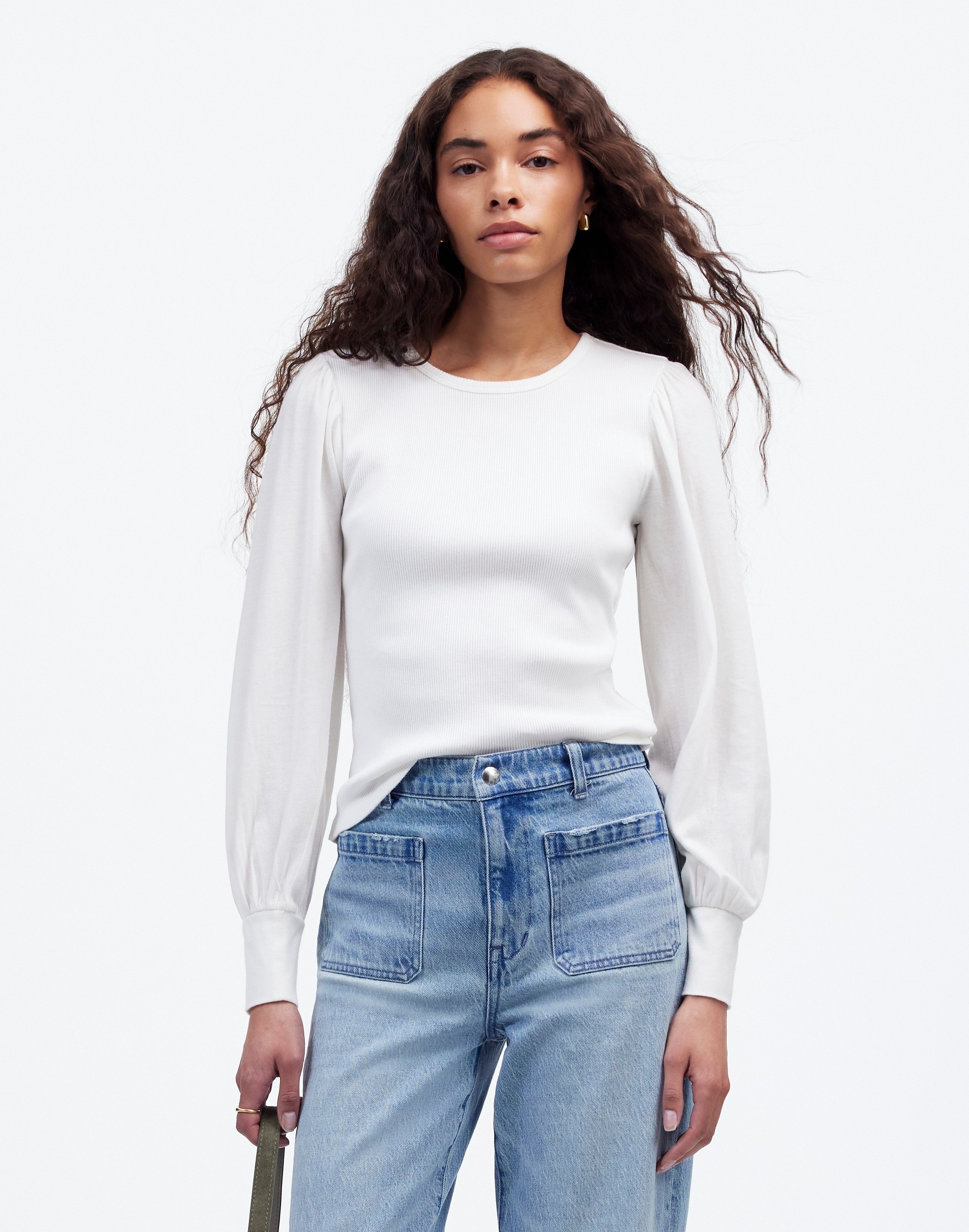 Ribbed Puff-Sleeve Top | Madewell