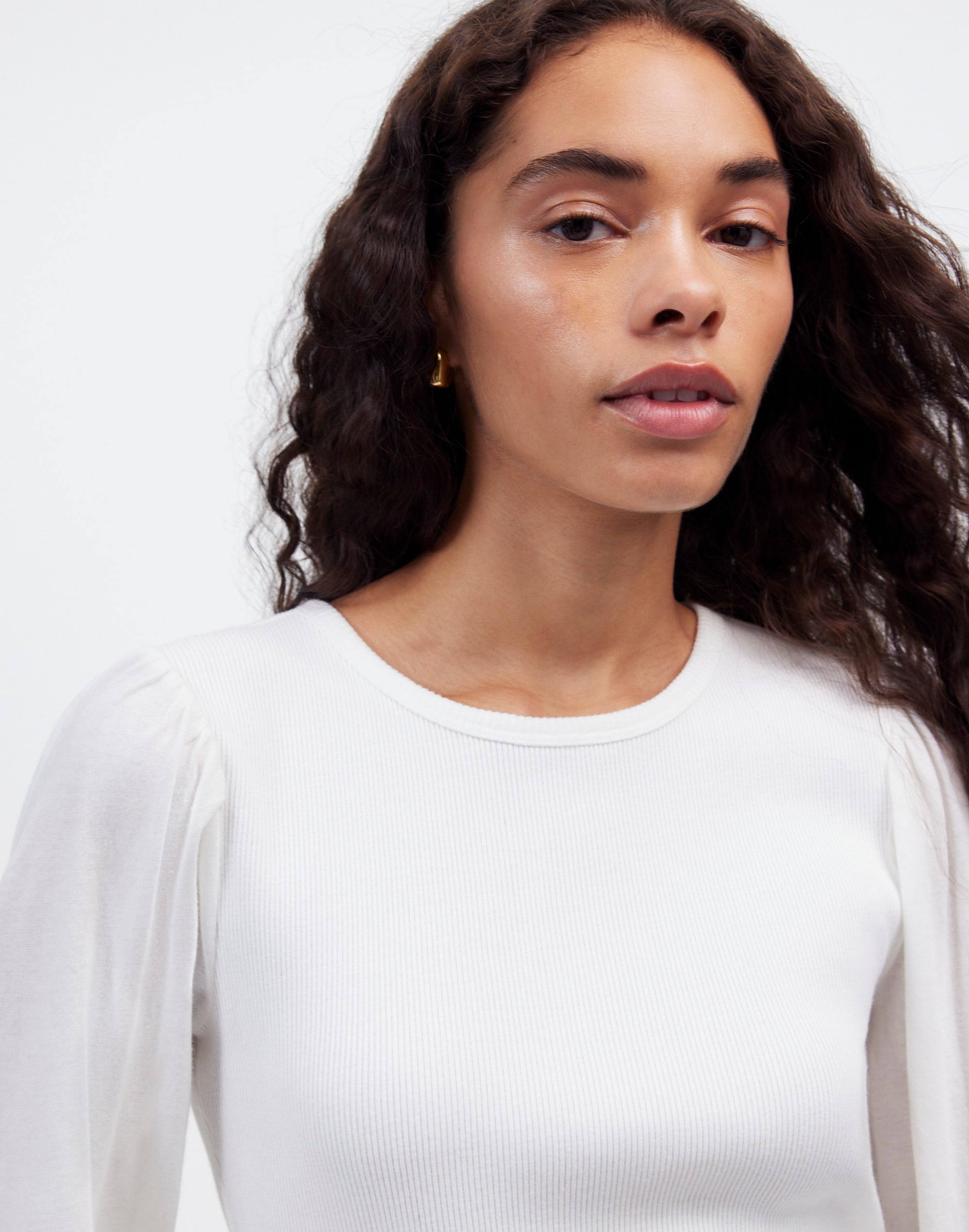 Ribbed Puff-Sleeve Top | Madewell