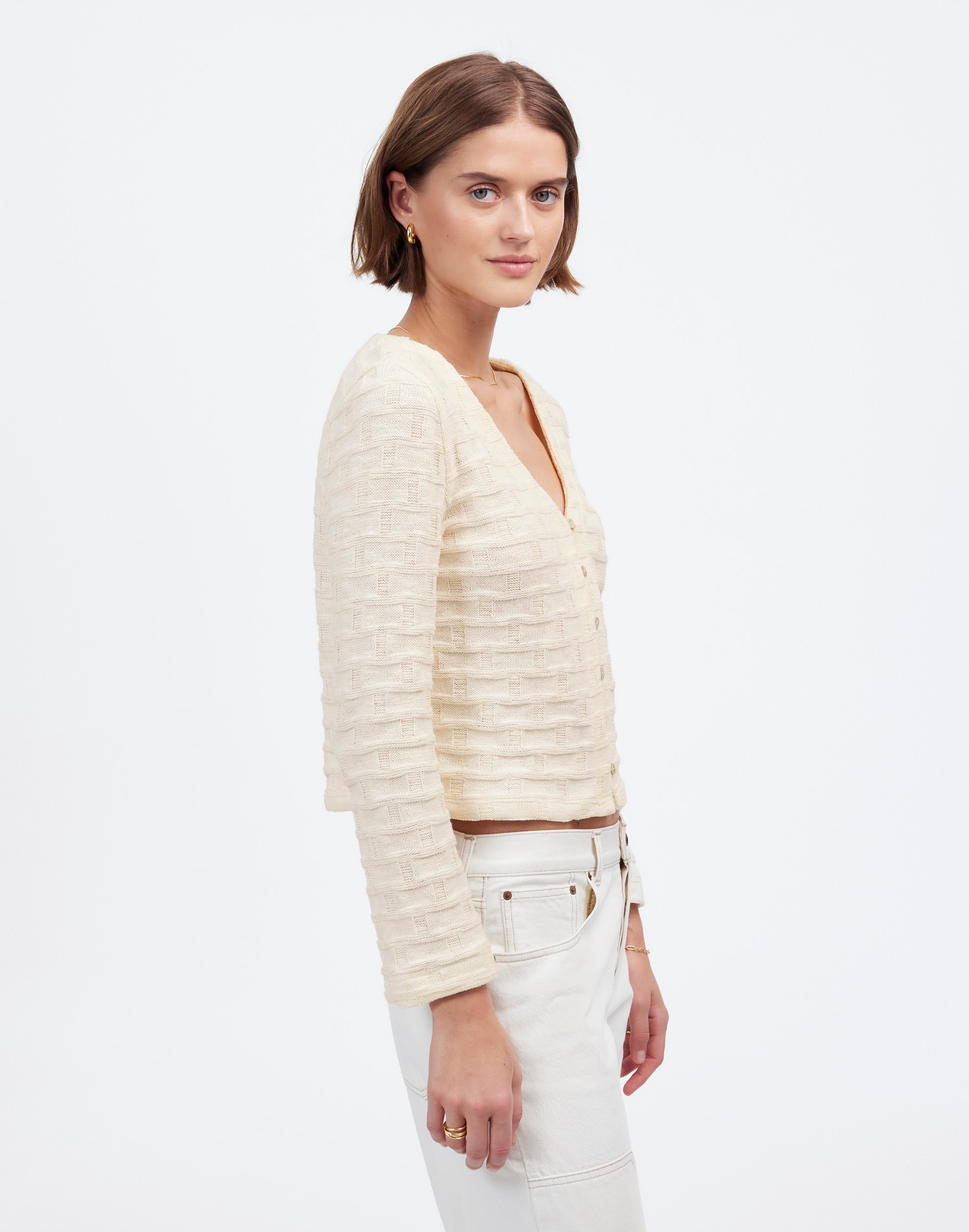 Basket-Weave Stitch Bell-Sleeve Sweater Tee | Madewell