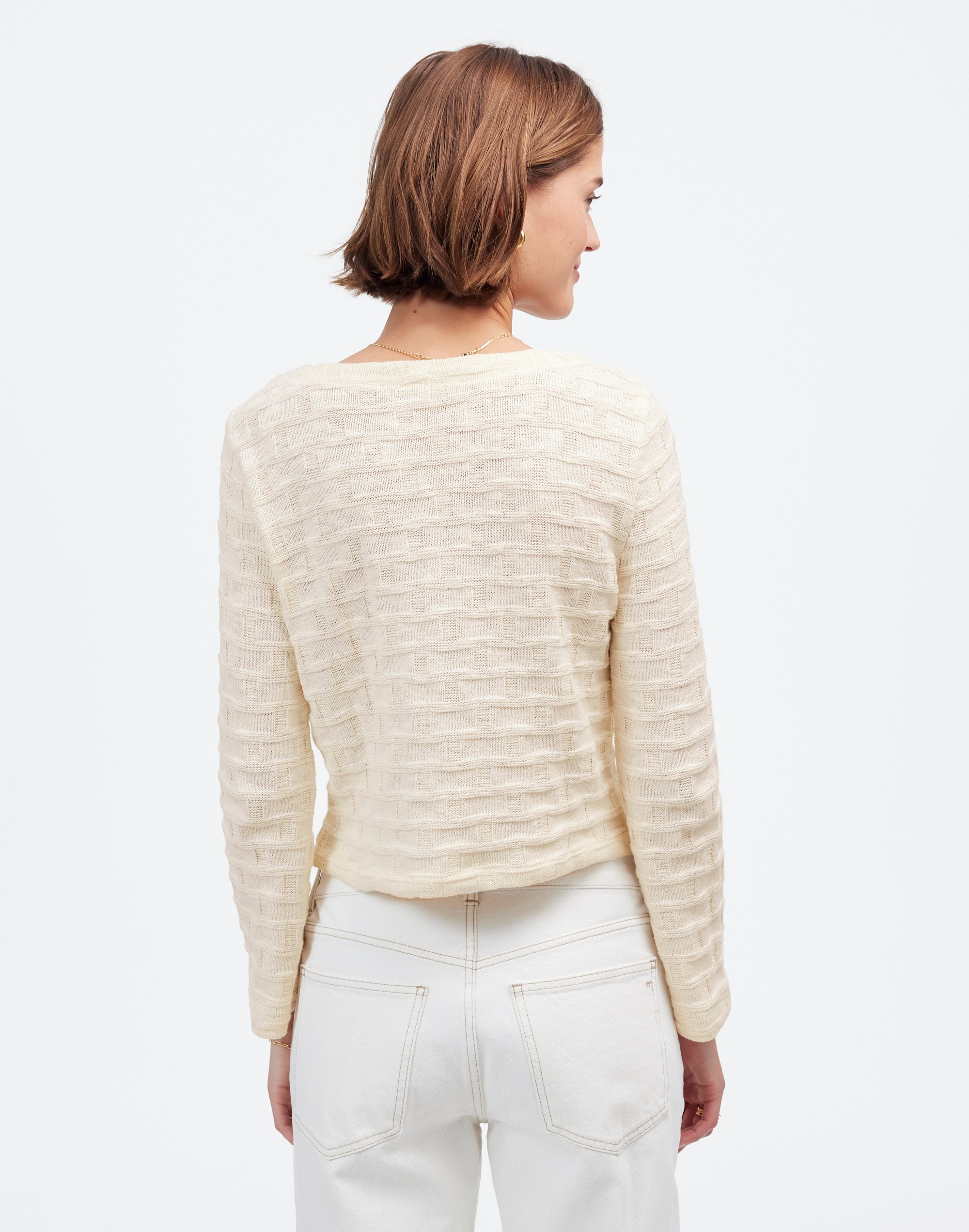 Basket-Weave Stitch Bell-Sleeve Sweater Tee | Madewell