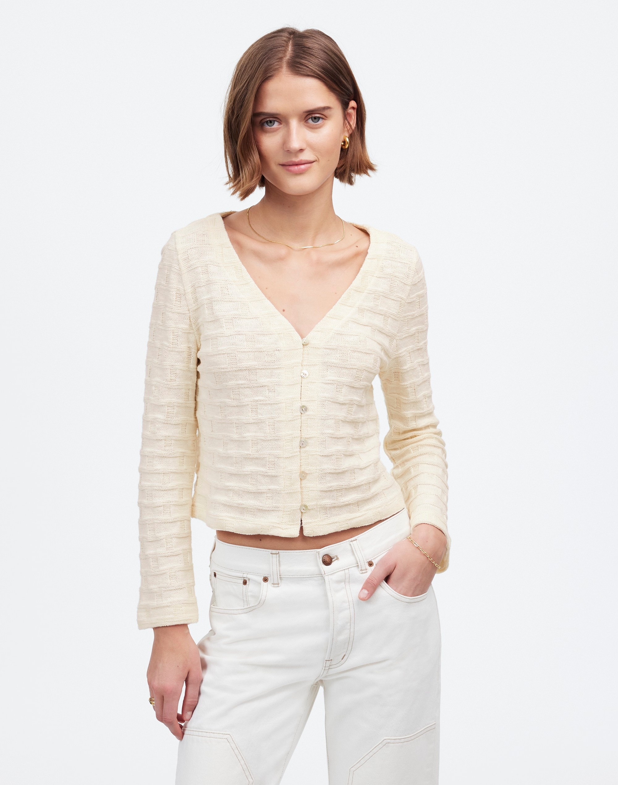 Basket-Weave Stitch Bell-Sleeve Sweater Tee | Madewell