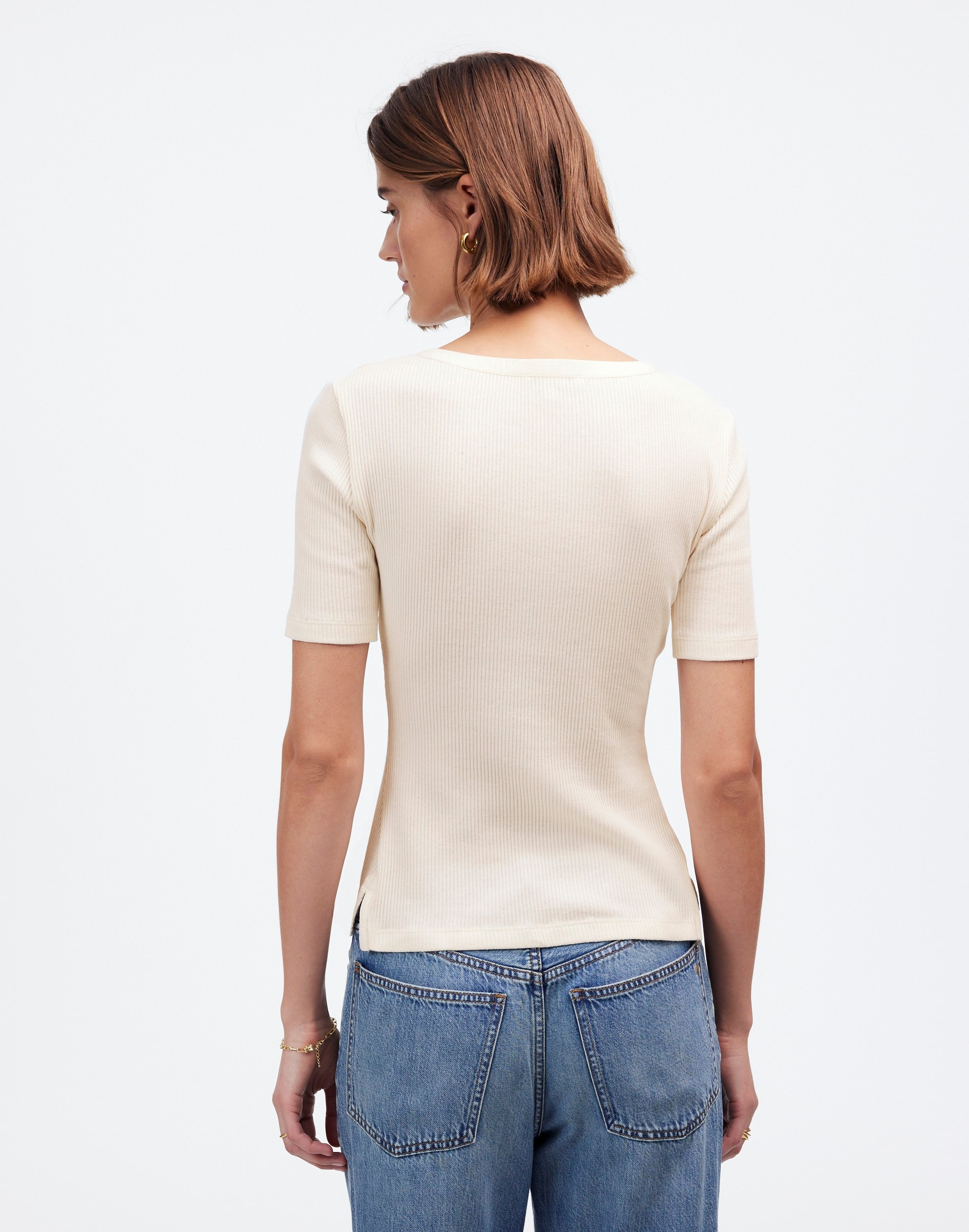 Ribbed Lace-Up Short-Sleeve Tee | Madewell