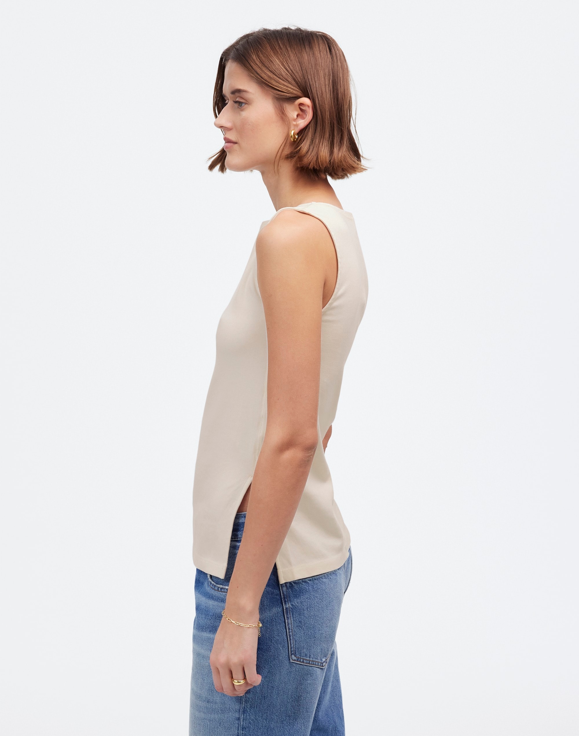 Sleeveless Boatneck Side Slit Tee | Madewell