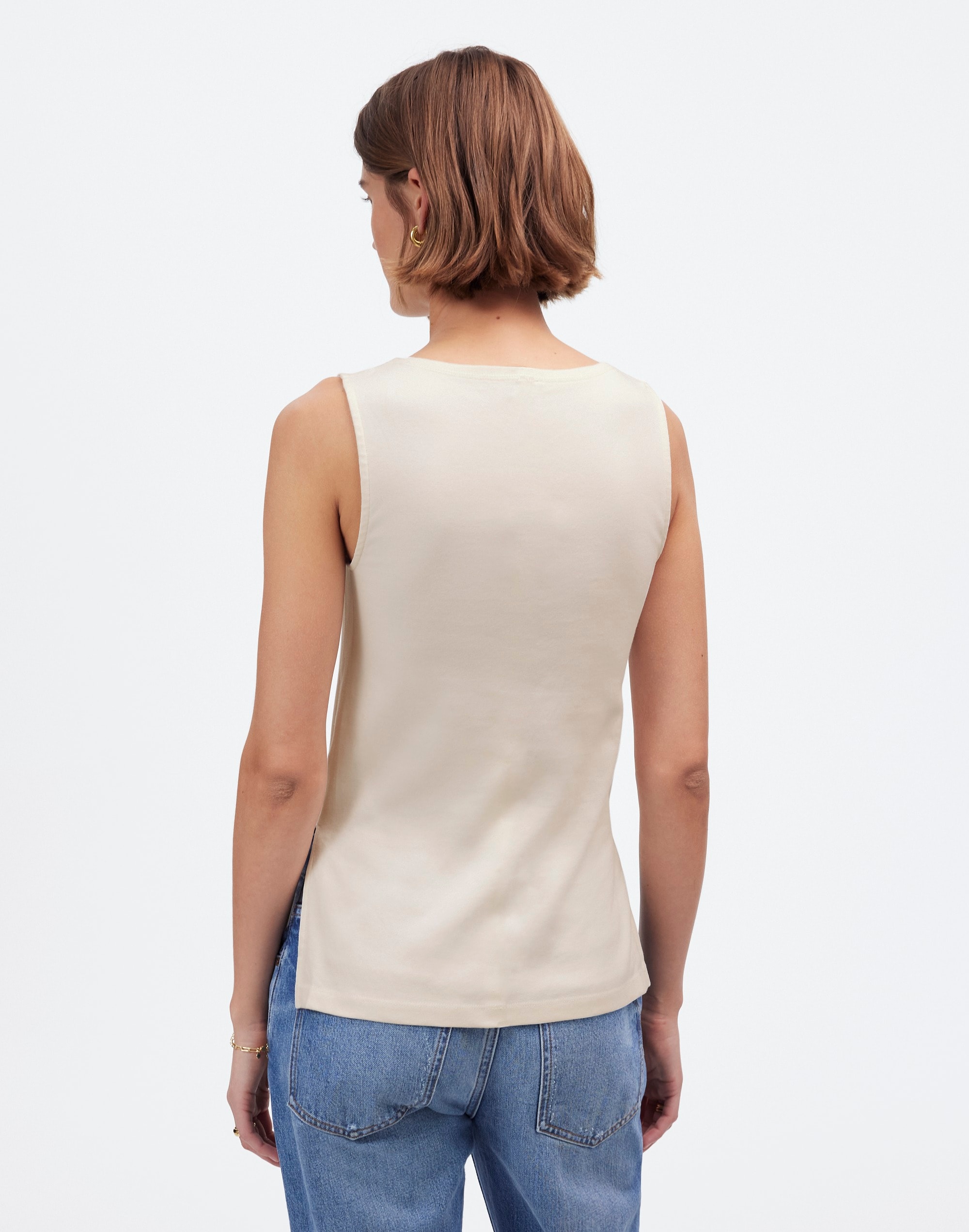 Sleeveless Boatneck Side Slit Tee | Madewell