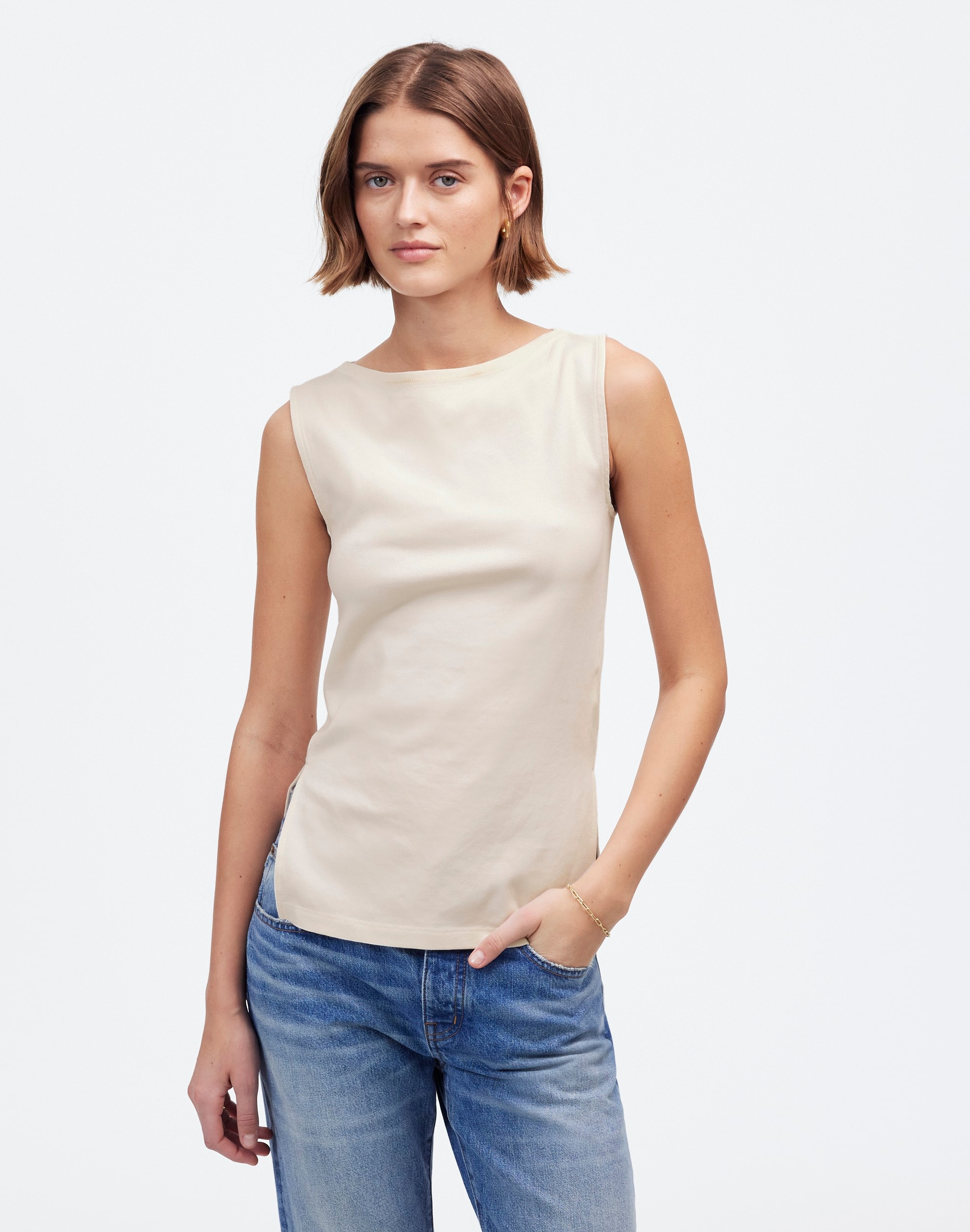 Sleeveless Boatneck Side Slit Tee | Madewell