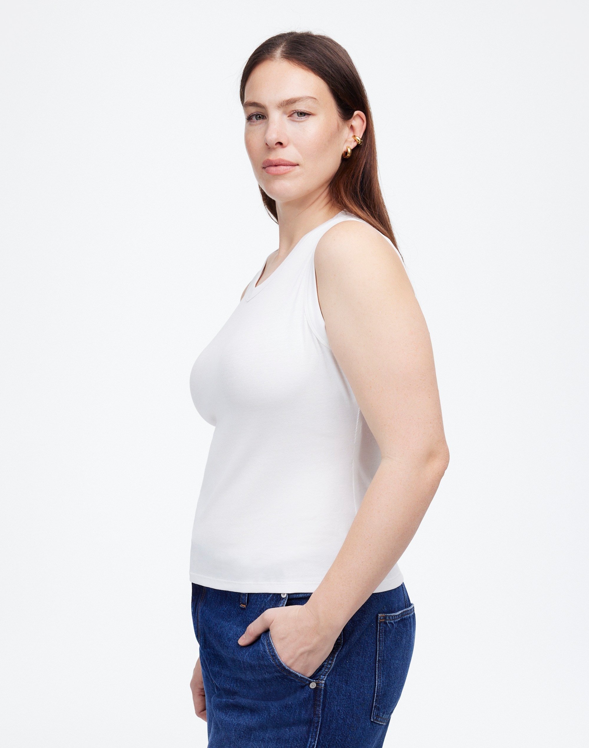 (Re)generative Cotton Ribbed High V-Neck Tank | Madewell