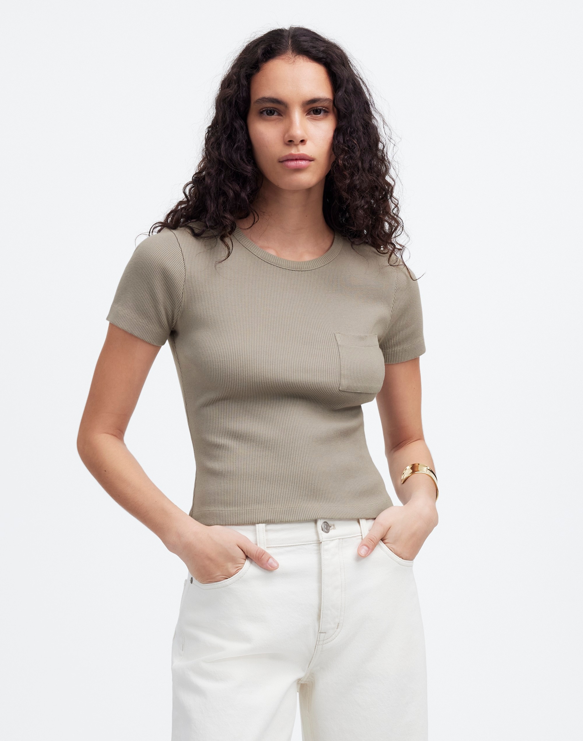 Garment-Dyed Ribbed Crewneck Pocket Tee | Madewell