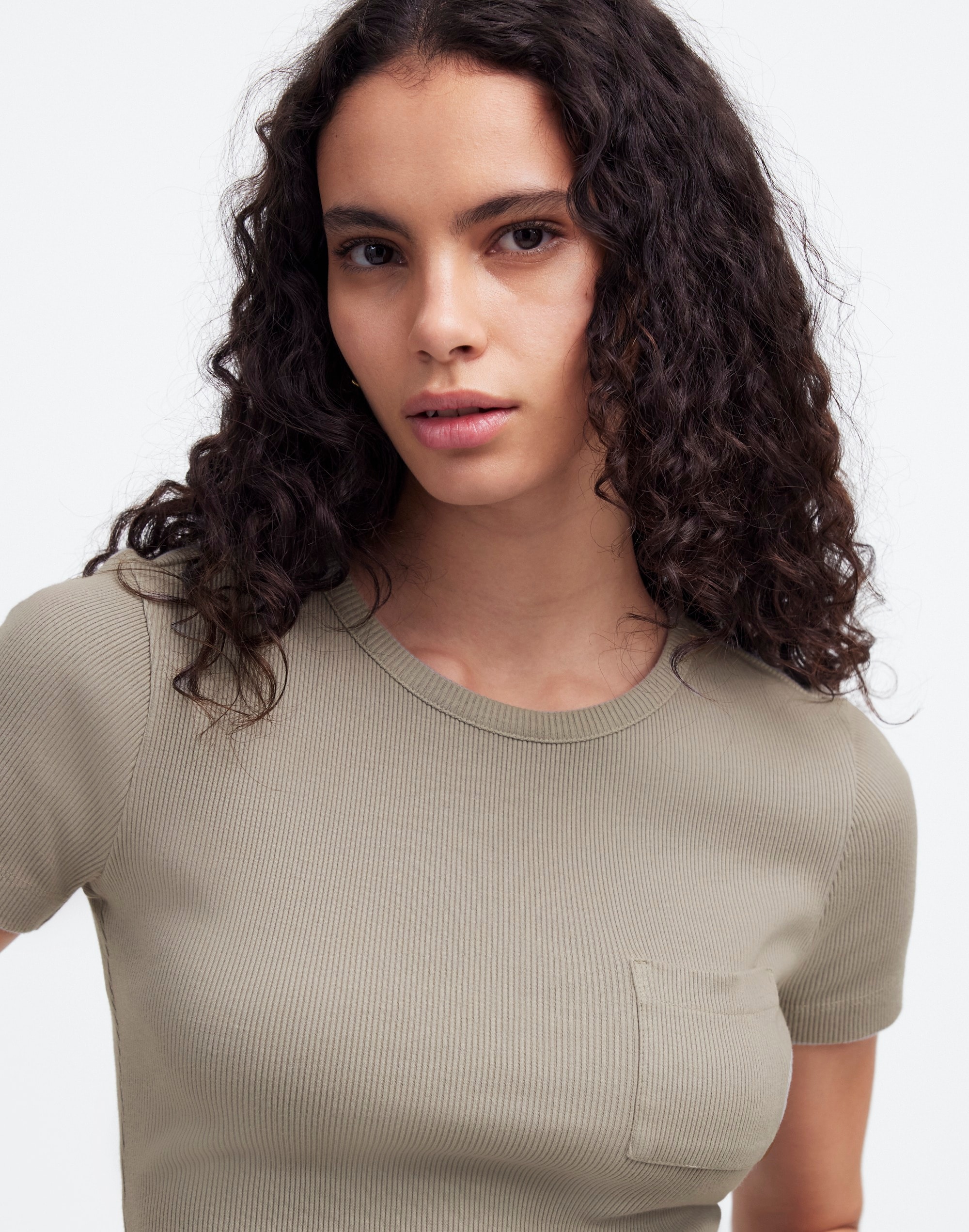 Garment-Dyed Ribbed Crewneck Pocket Tee | Madewell