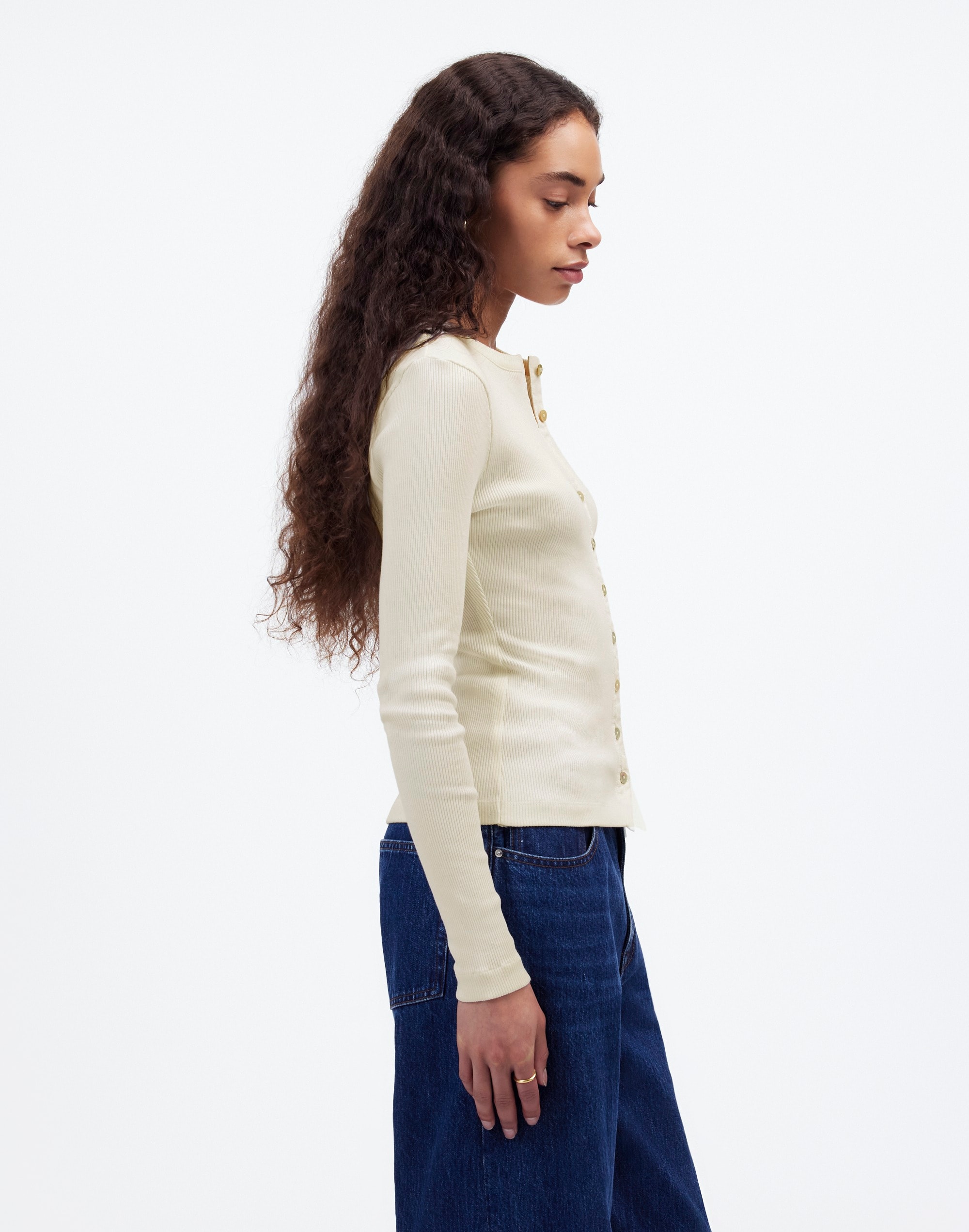 Garment-Dyed Ribbed Cardigan Tee | Madewell