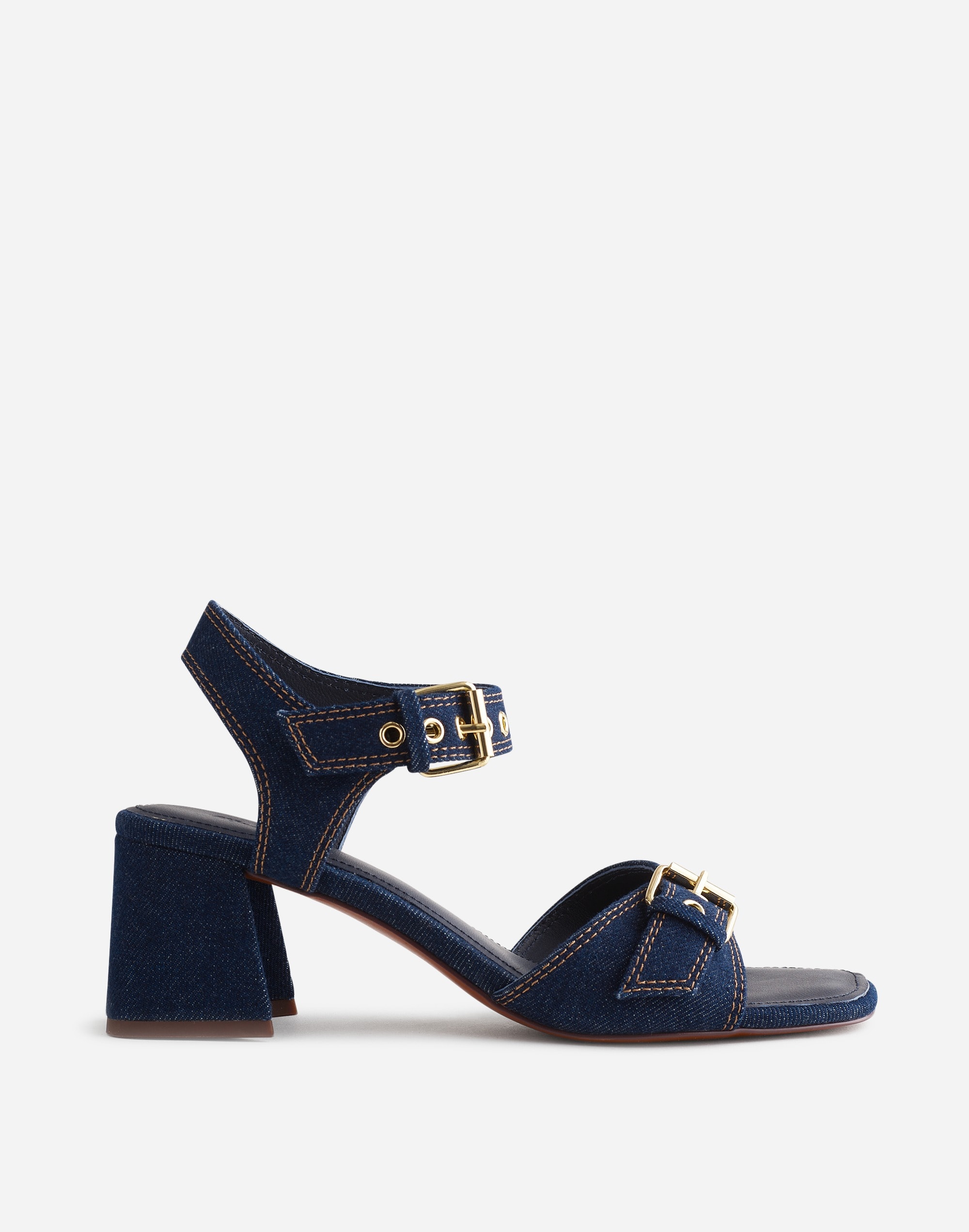 The Neeka Ankle-Strap Heeled Sandal Denim | Madewell