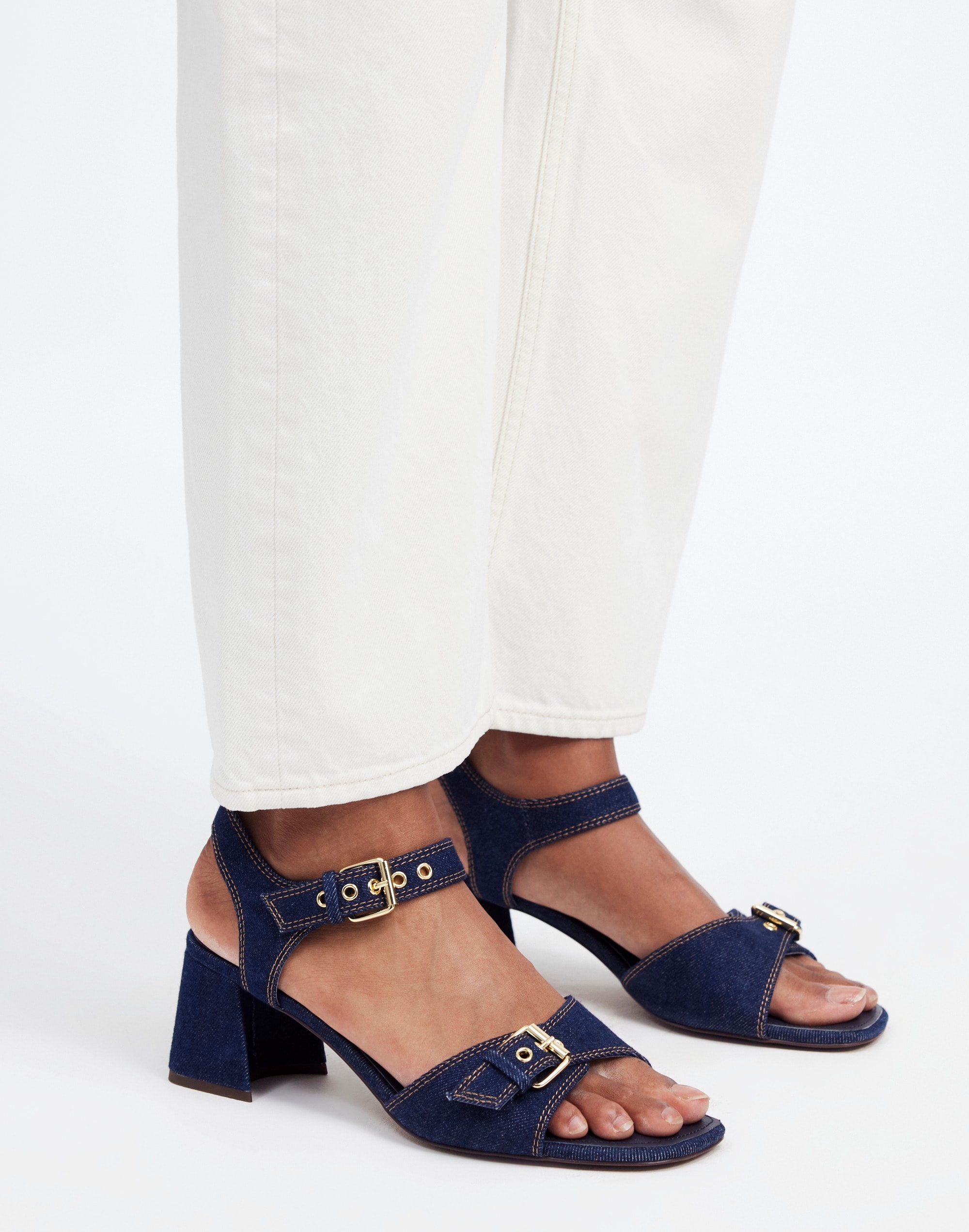 The Neeka Ankle-Strap Heeled Sandal Denim | Madewell