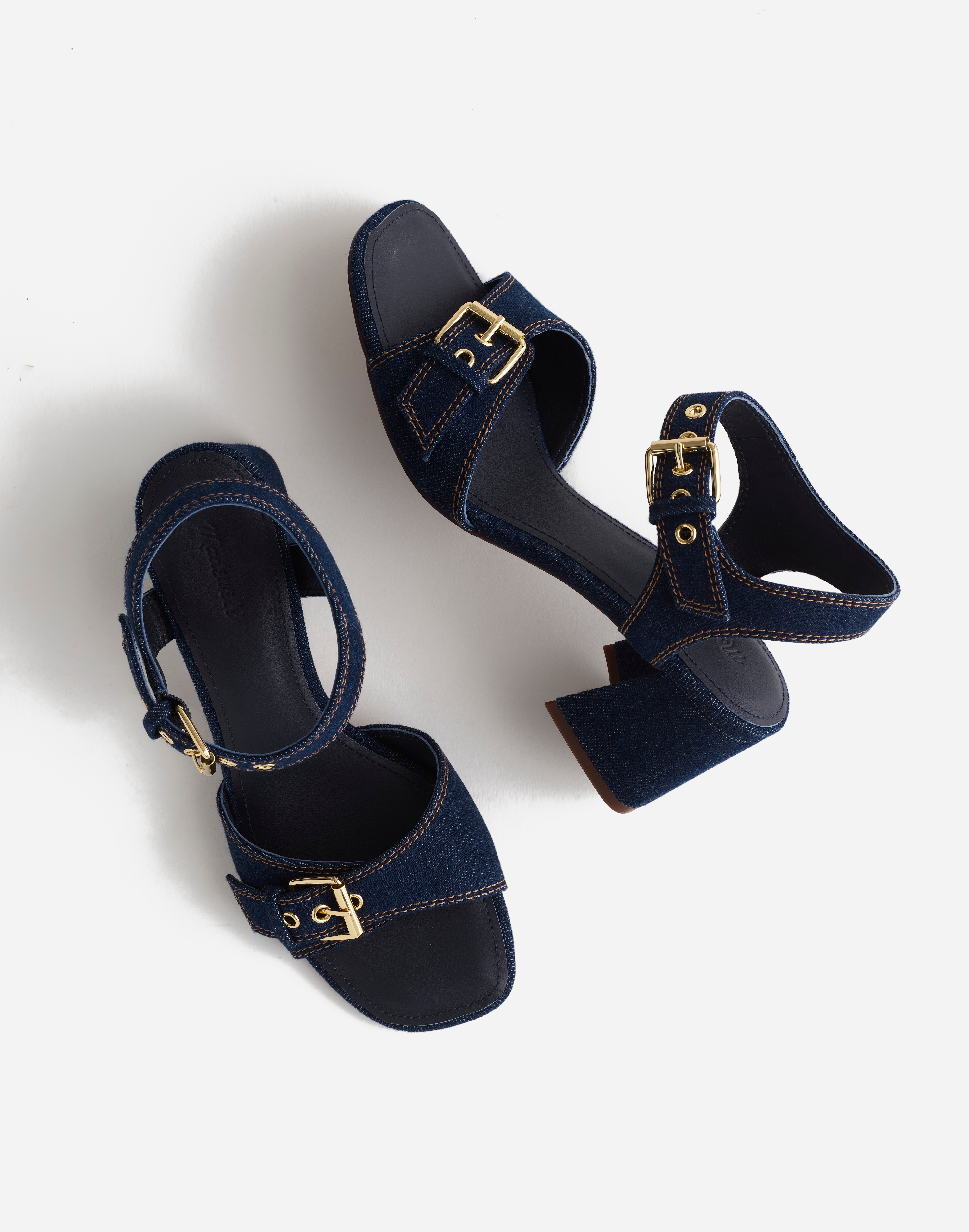 The Neeka Ankle-Strap Heeled Sandal Denim | Madewell