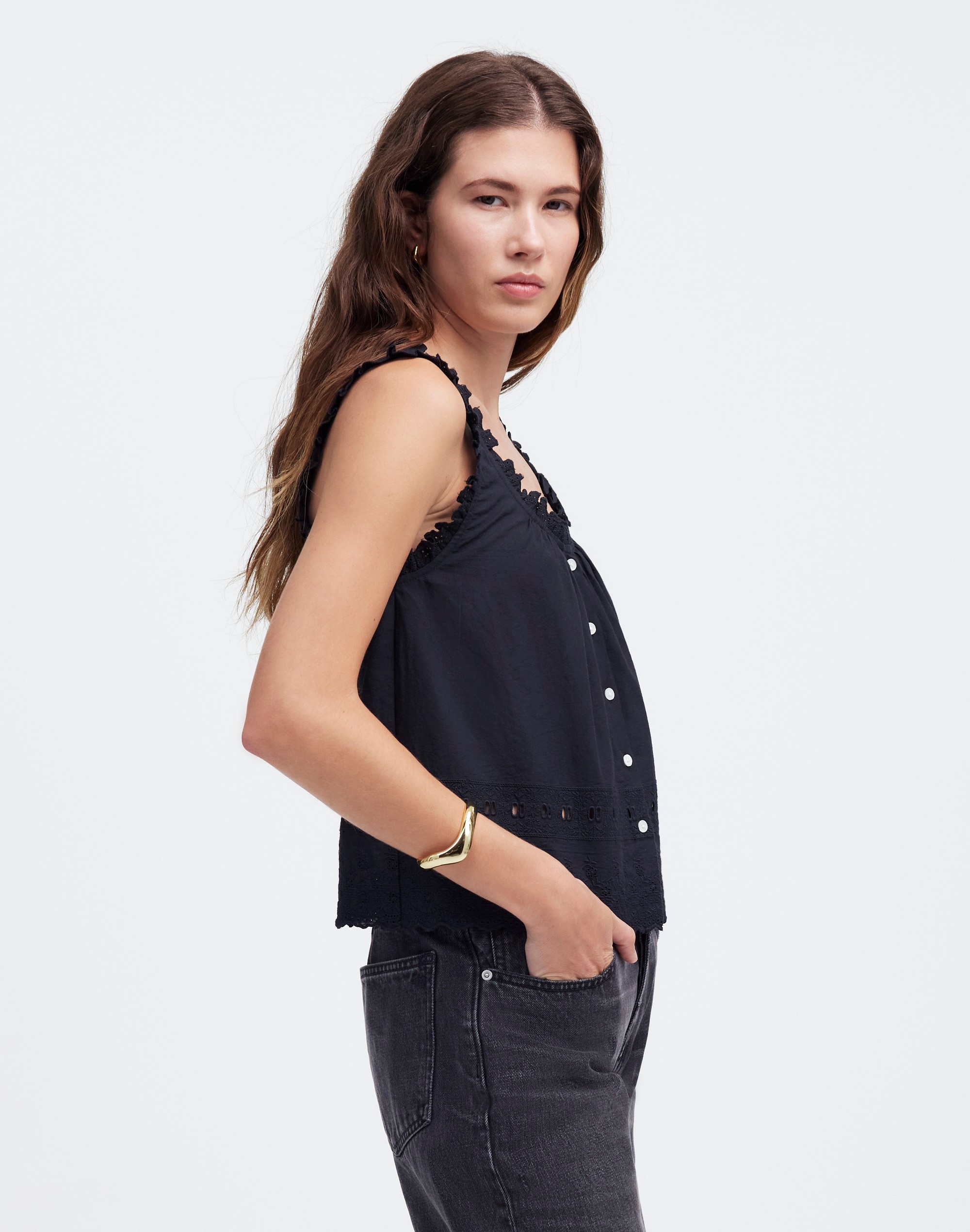 Embroidered Ruffle-Trim Top | Madewell