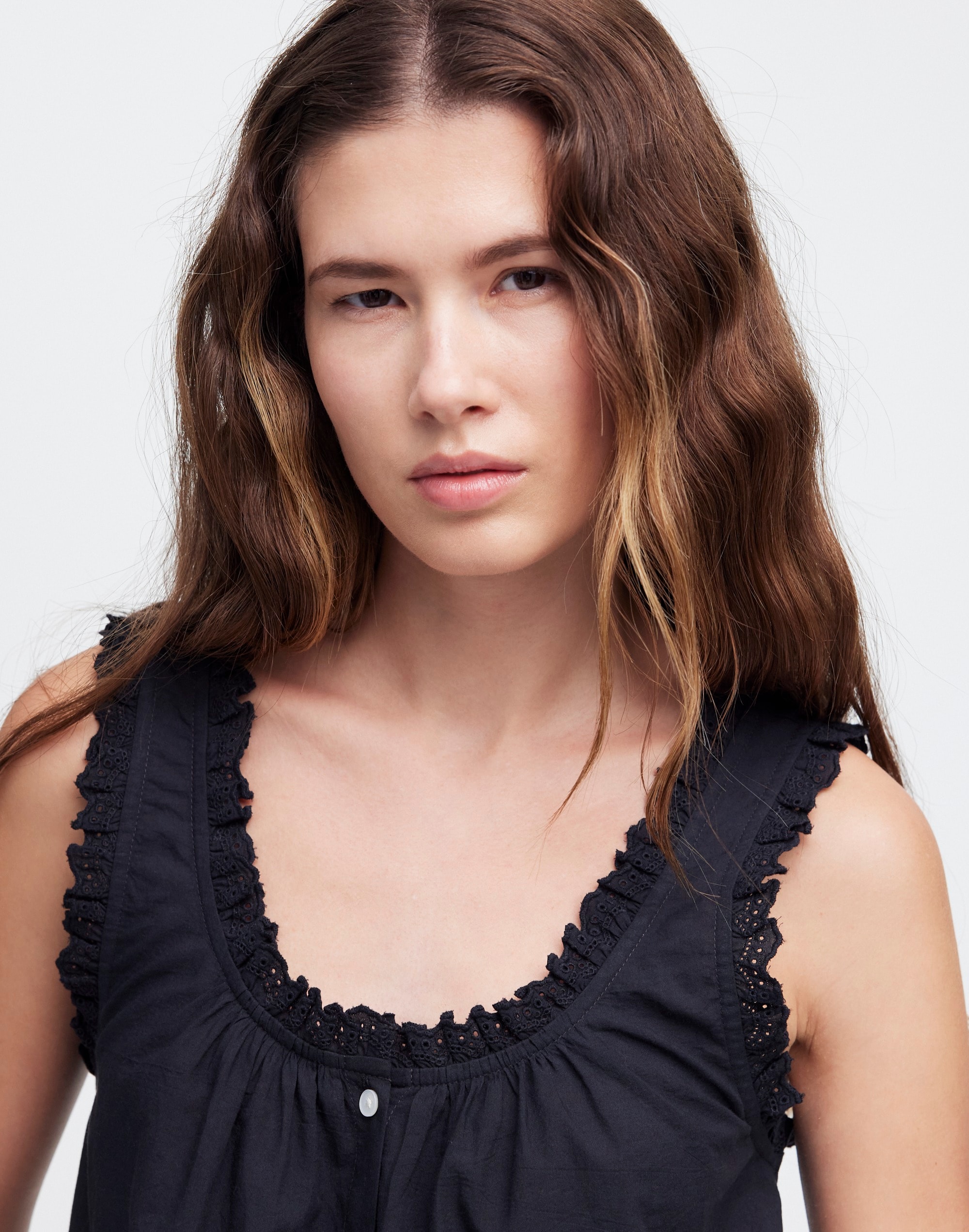 Embroidered Ruffle-Trim Top | Madewell