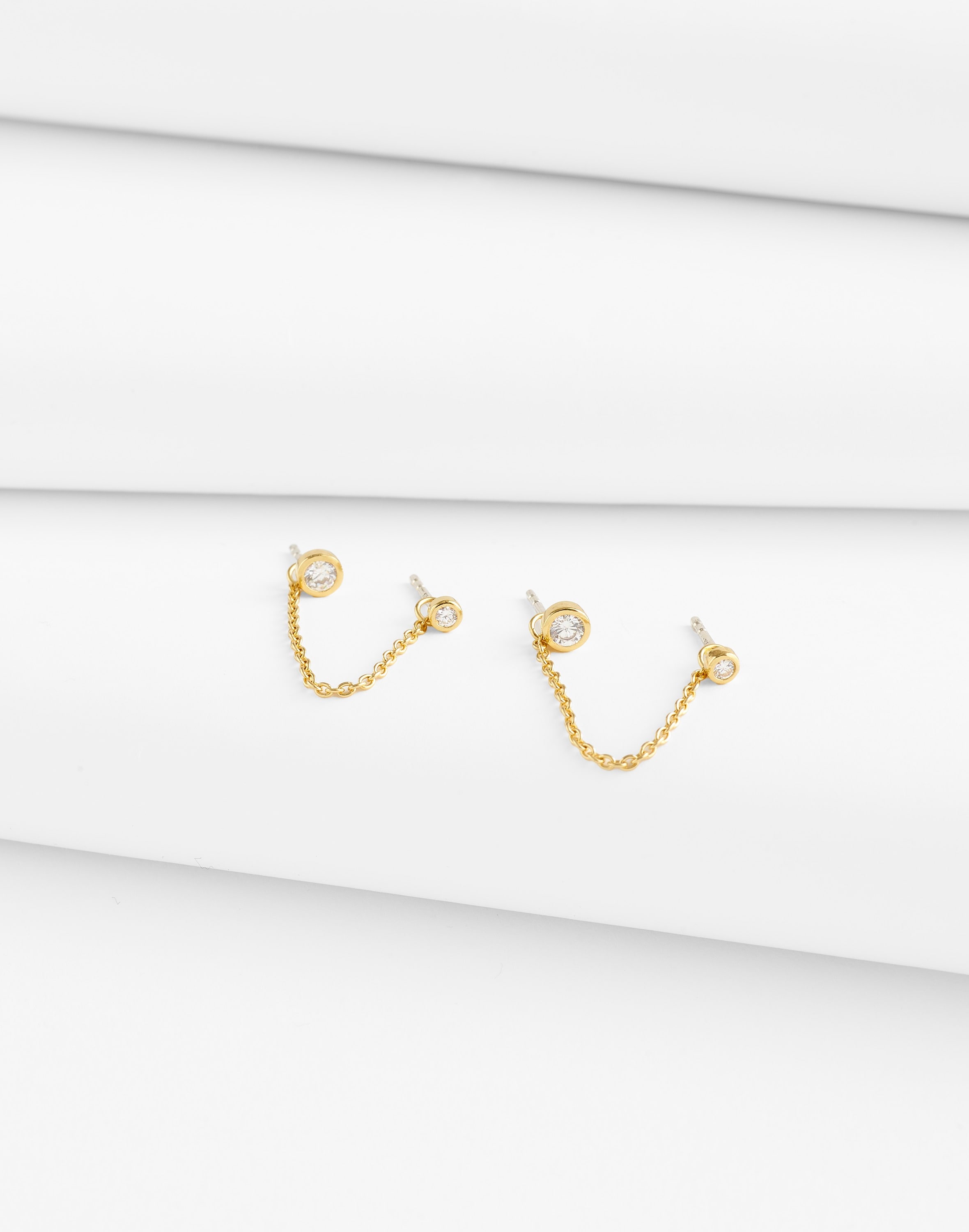 Demi-Fine Chain Double Stud Earrings | Madewell