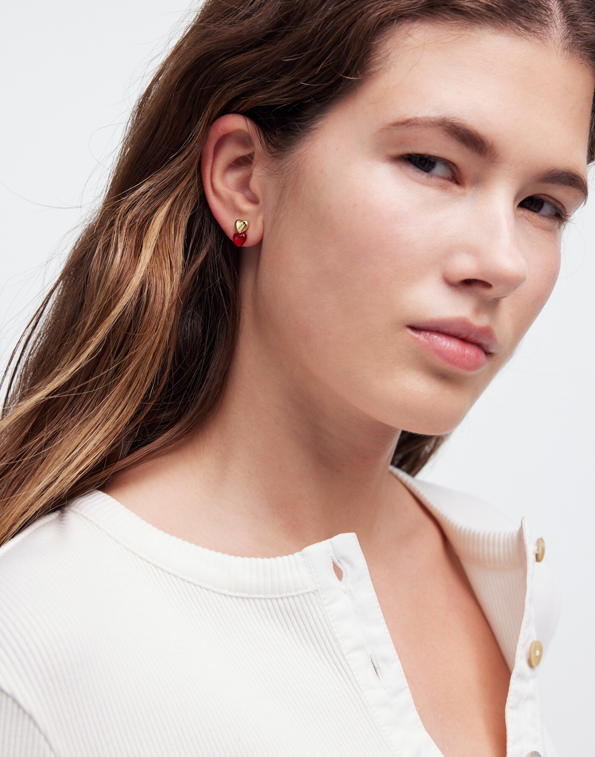 Glass Heart Drop Stud Earrings | Madewell