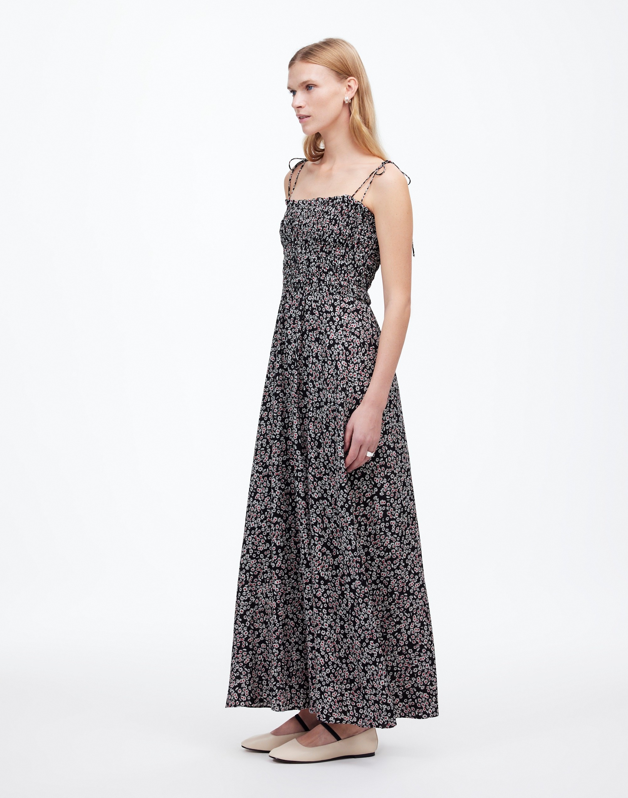 Smocked Tie-Strap Midi Dress Floral | Madewell