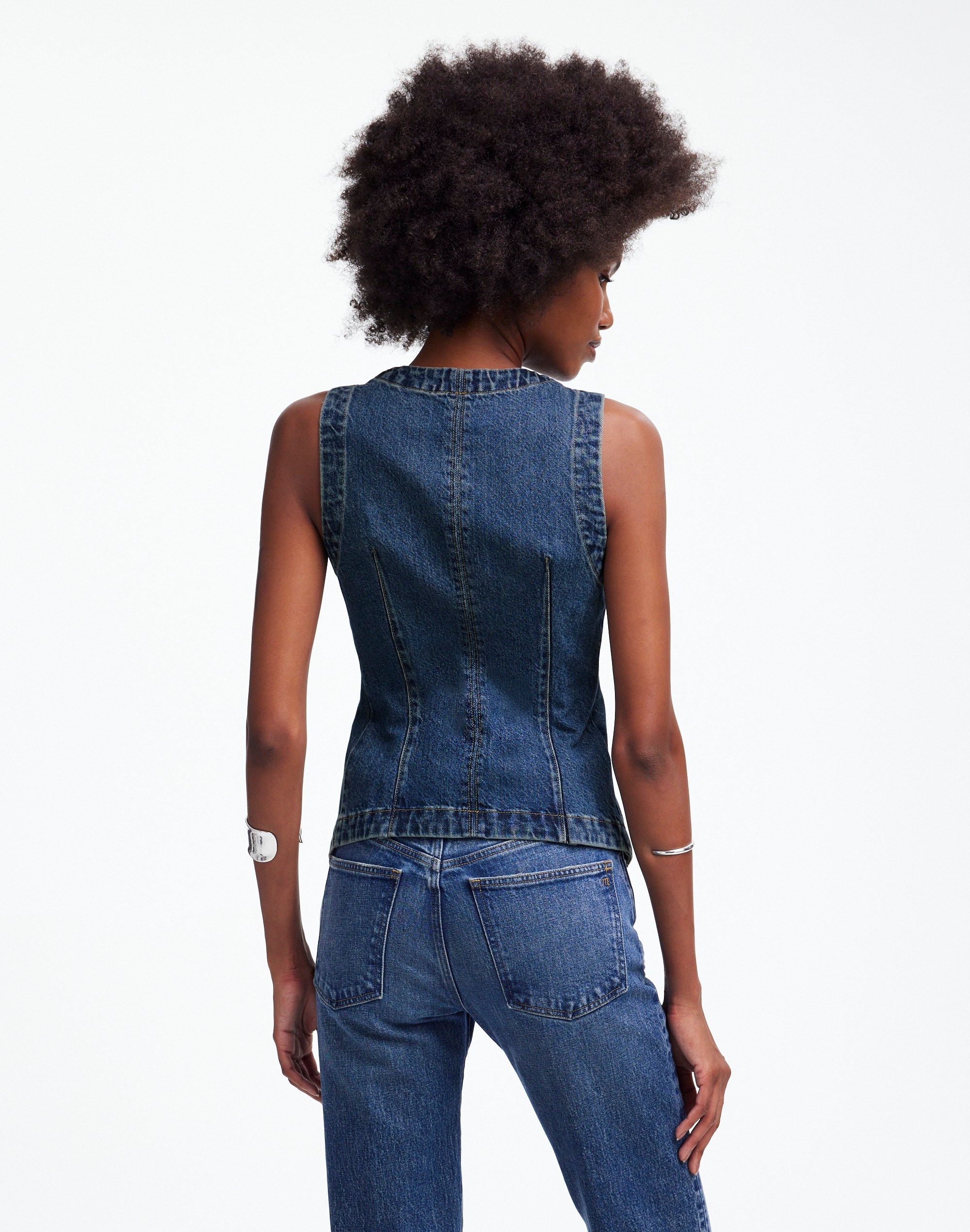 Denim Crewneck Vest Concho Wash | Madewell